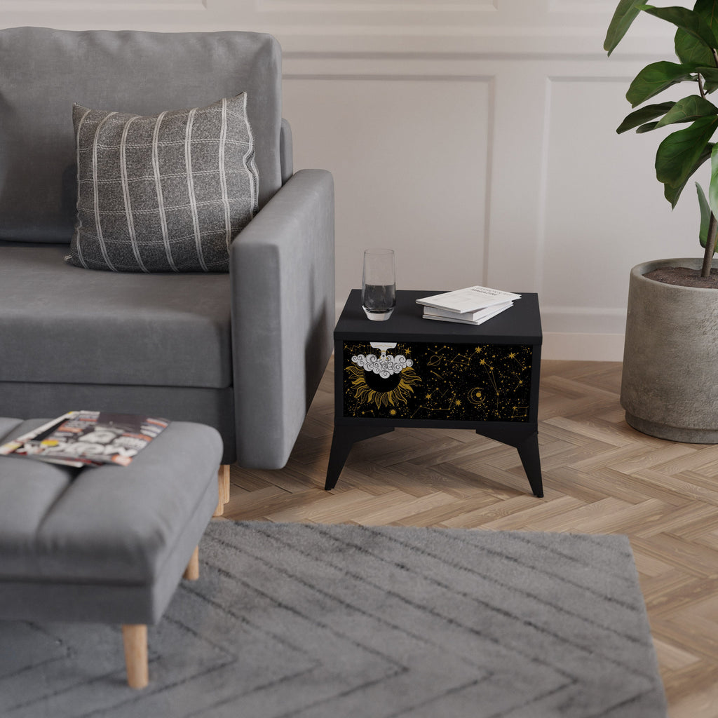 Table de chevet STELLAR CONSTELLATIONS en finition noire