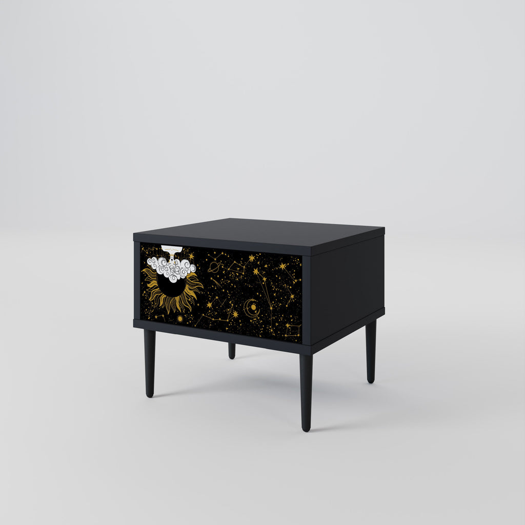Table de chevet STELLAR CONSTELLATIONS en finition noire
