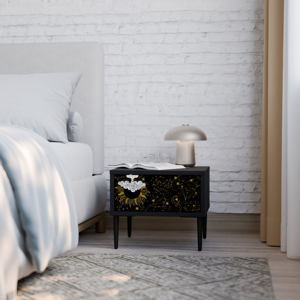 Table de chevet STELLAR CONSTELLATIONS en finition noire
