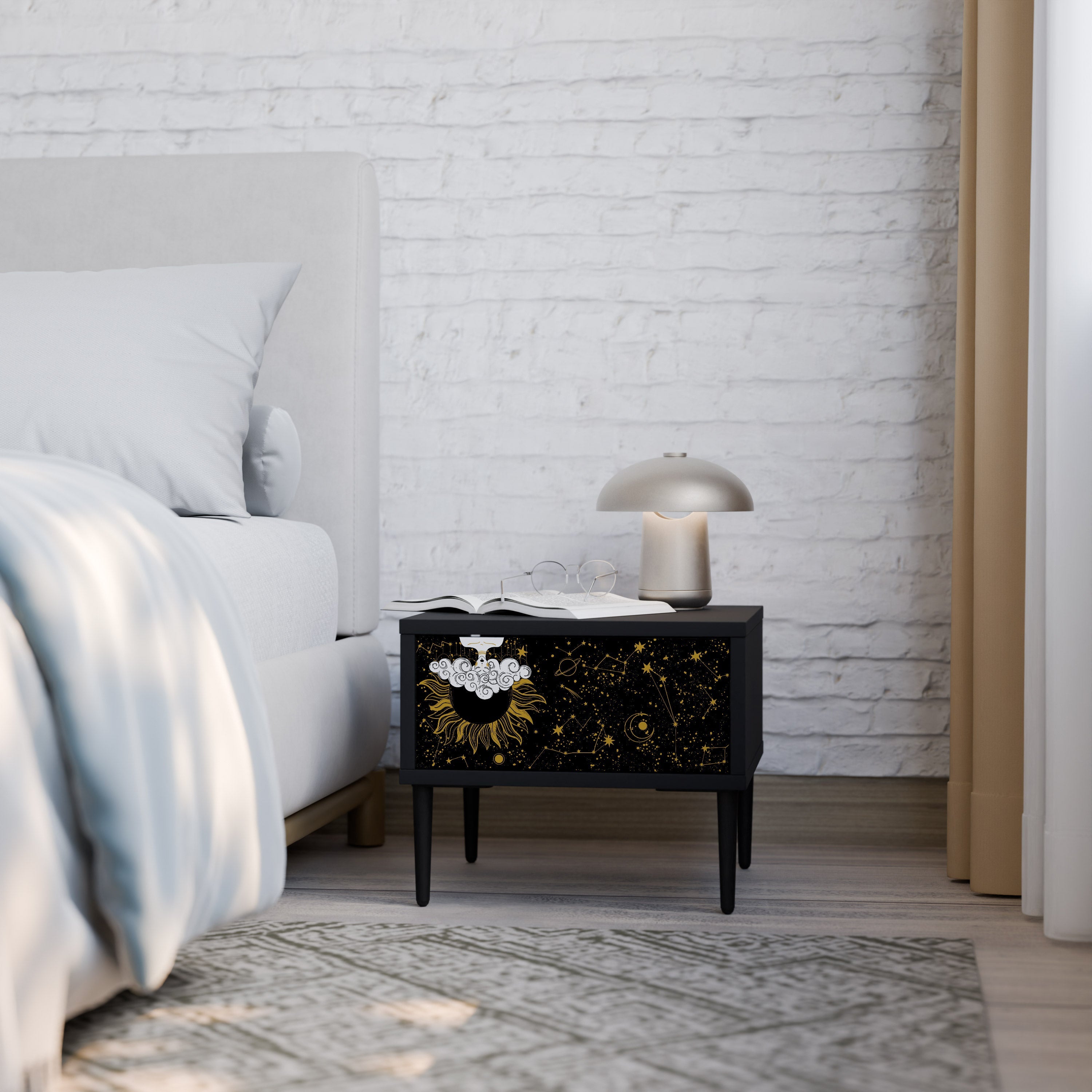 Table de chevet STELLAR CONSTELLATIONS en finition noire