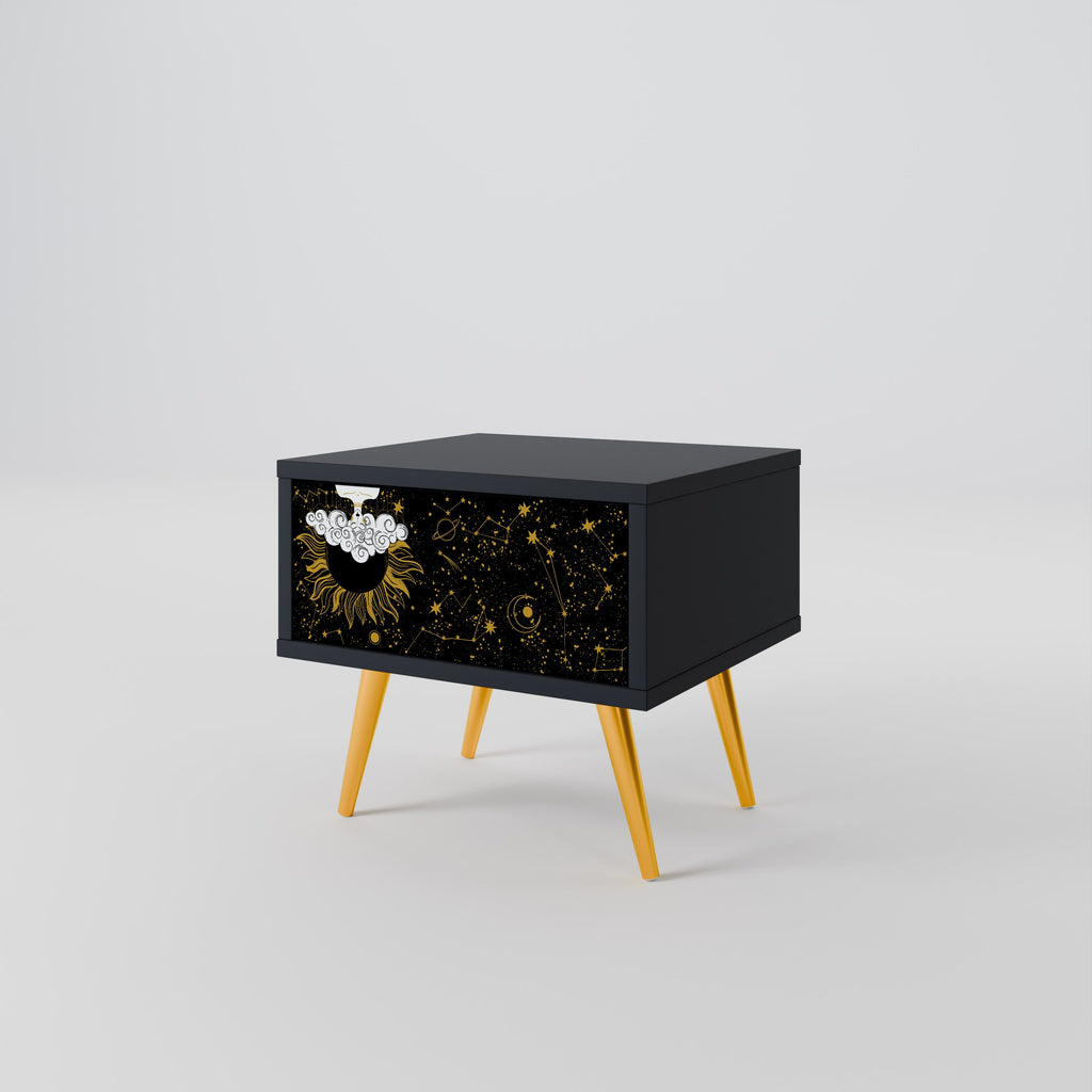 Table de chevet STELLAR CONSTELLATIONS en finition noire