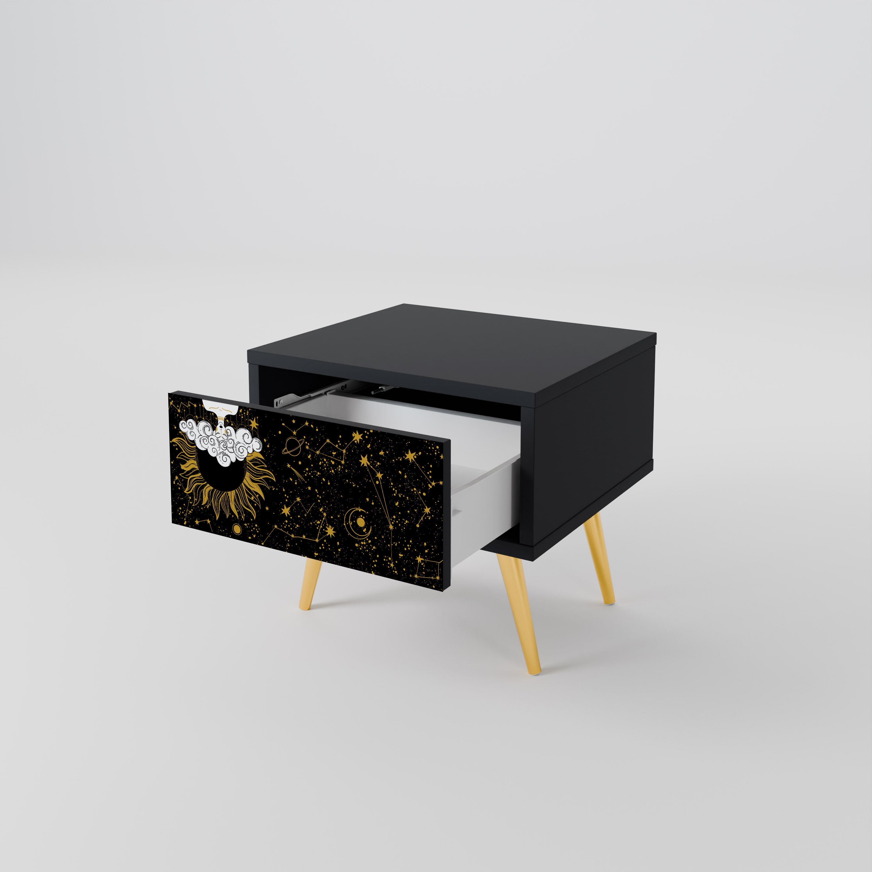 Table de chevet STELLAR CONSTELLATIONS en finition noire