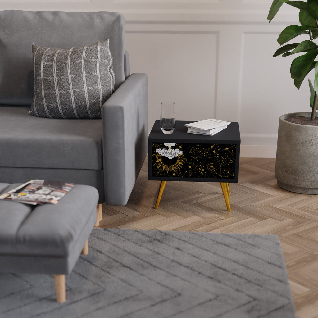 Table de chevet STELLAR CONSTELLATIONS en finition noire