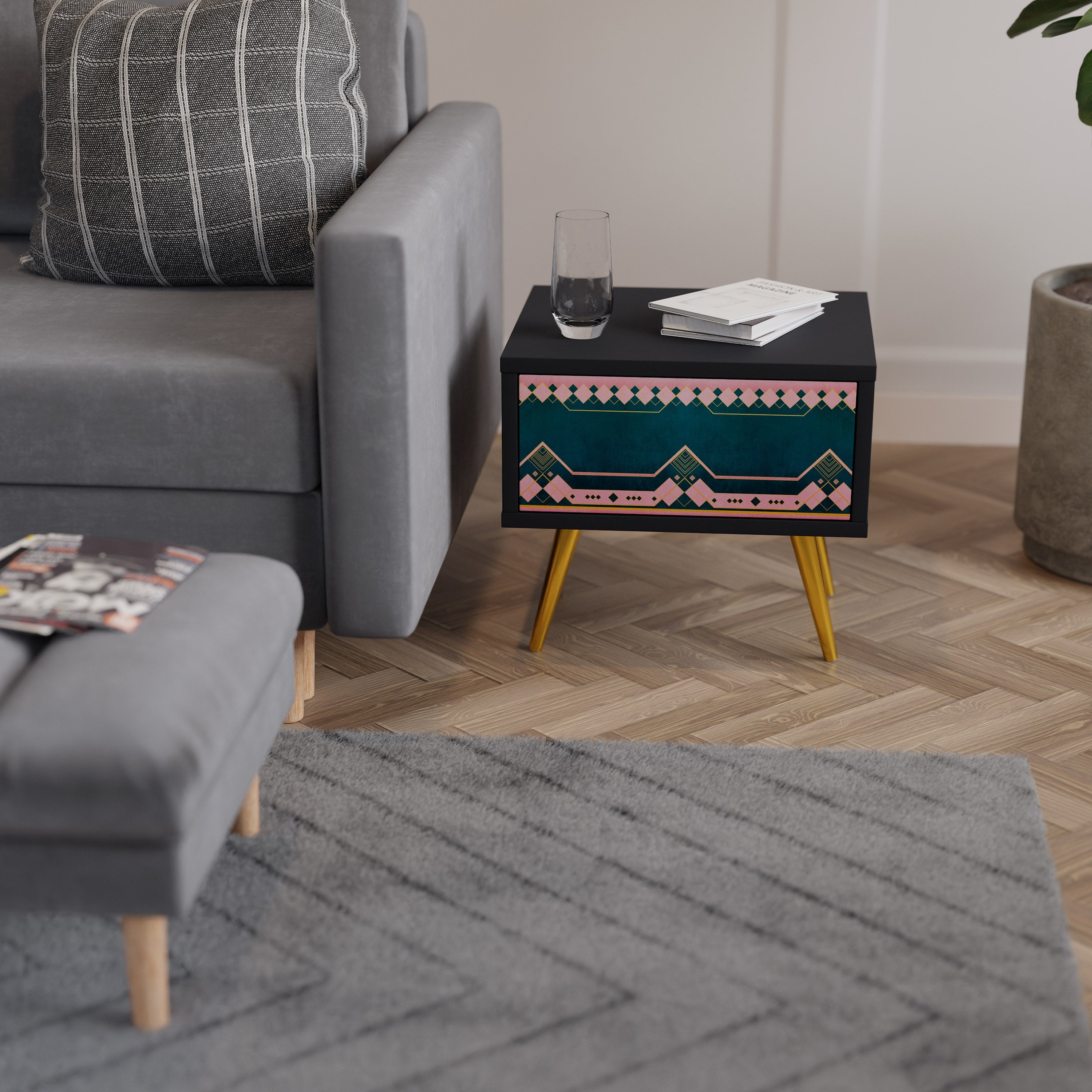 Table de chevet ROYAL COMPOSITION en finition noire