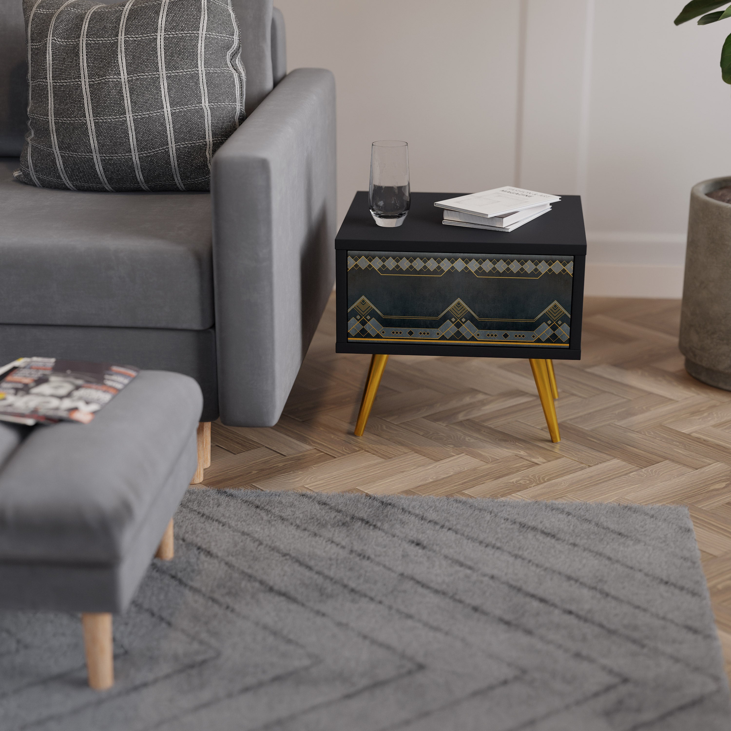 Table de chevet ROYAL ORDINARINESS en finition noire