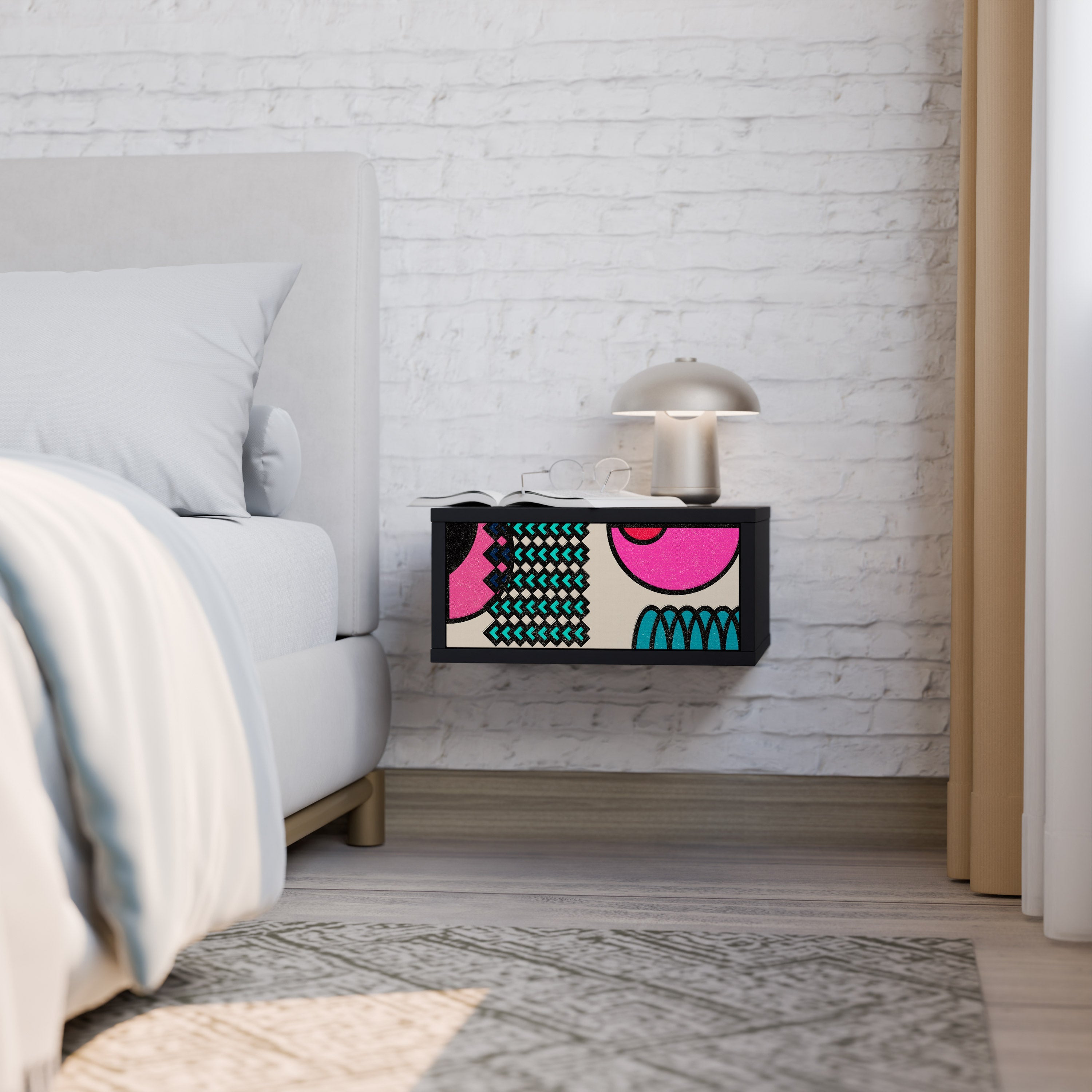 Table de chevet GEOMETRIC RHAPSODY en finition noire