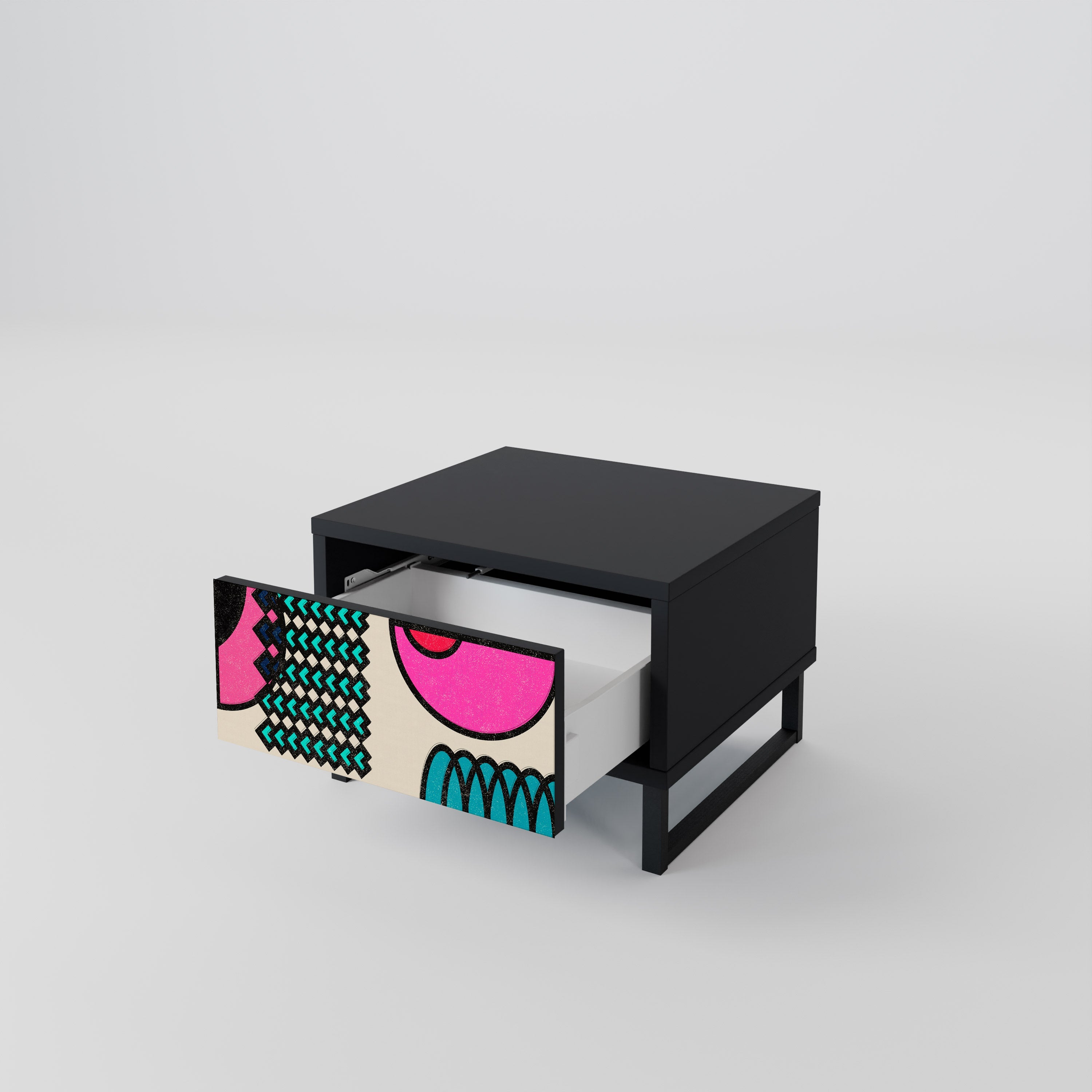 Table de chevet GEOMETRIC RHAPSODY en finition noire