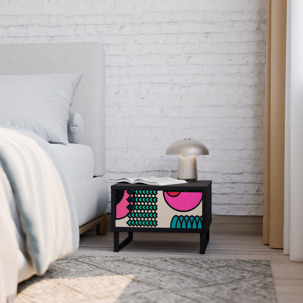 Table de chevet GEOMETRIC RHAPSODY en finition noire