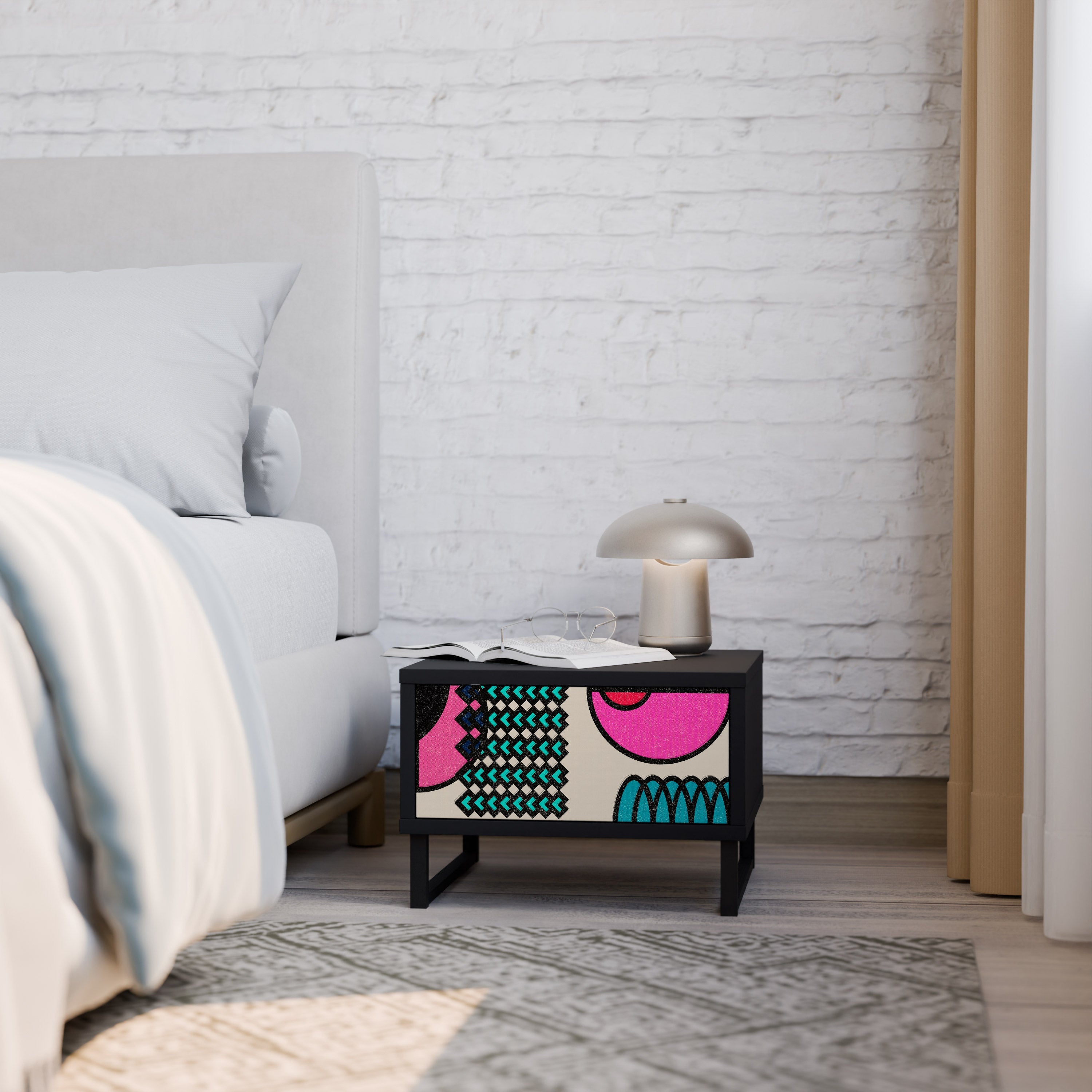 Table de chevet GEOMETRIC RHAPSODY en finition noire