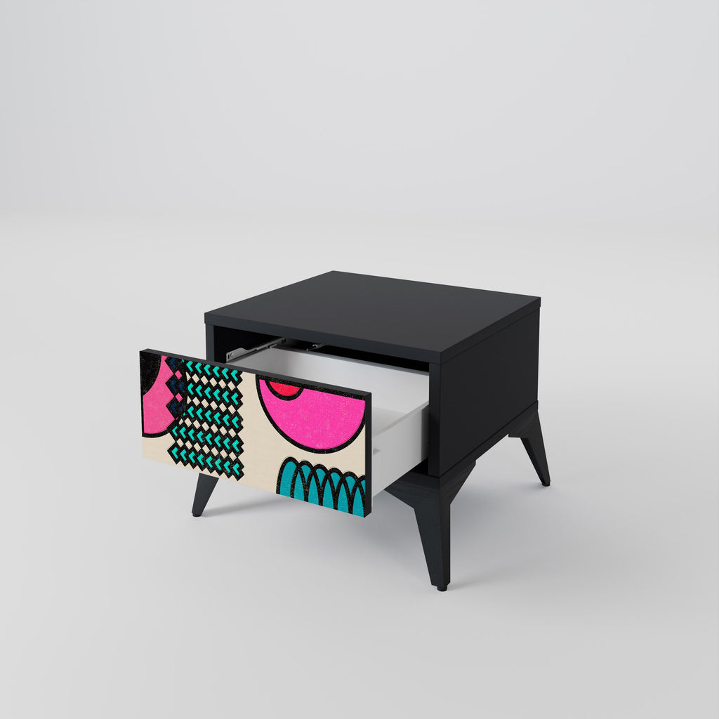 Table de chevet GEOMETRIC RHAPSODY en finition noire