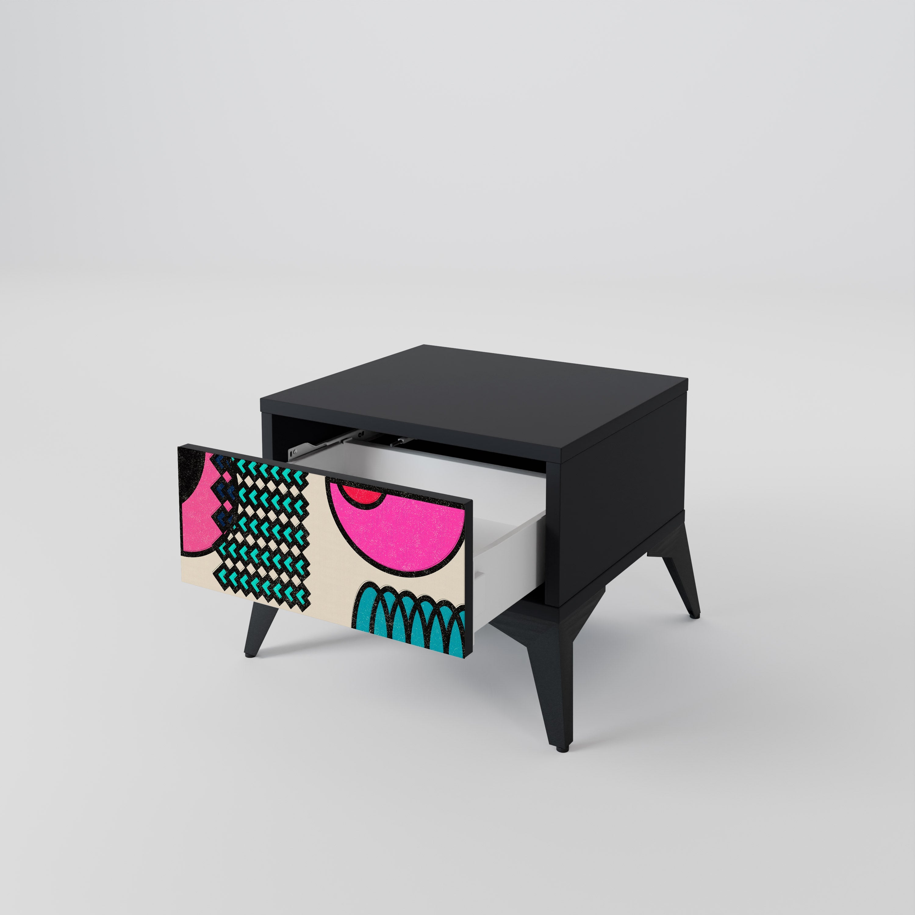 Table de chevet GEOMETRIC RHAPSODY en finition noire