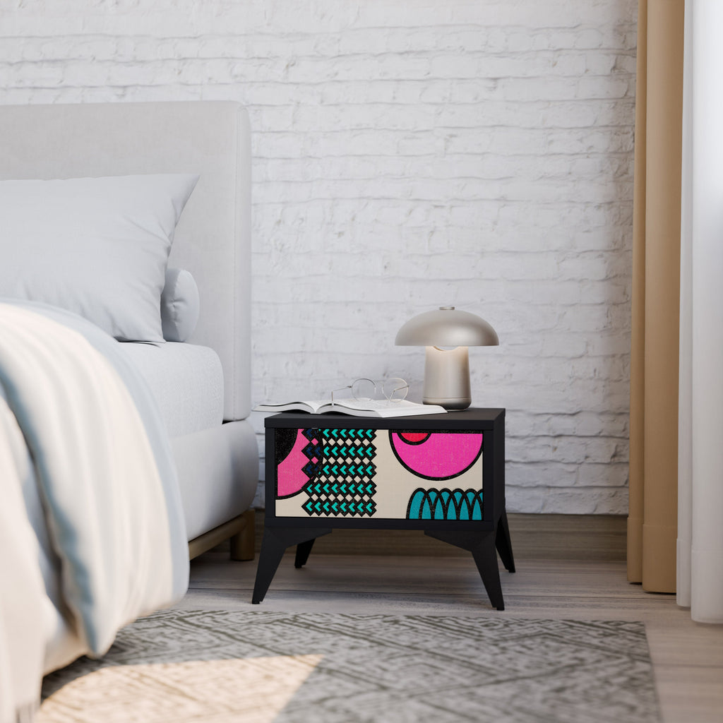 Table de chevet GEOMETRIC RHAPSODY en finition noire