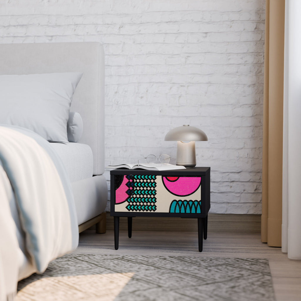 Table de chevet GEOMETRIC RHAPSODY en finition noire