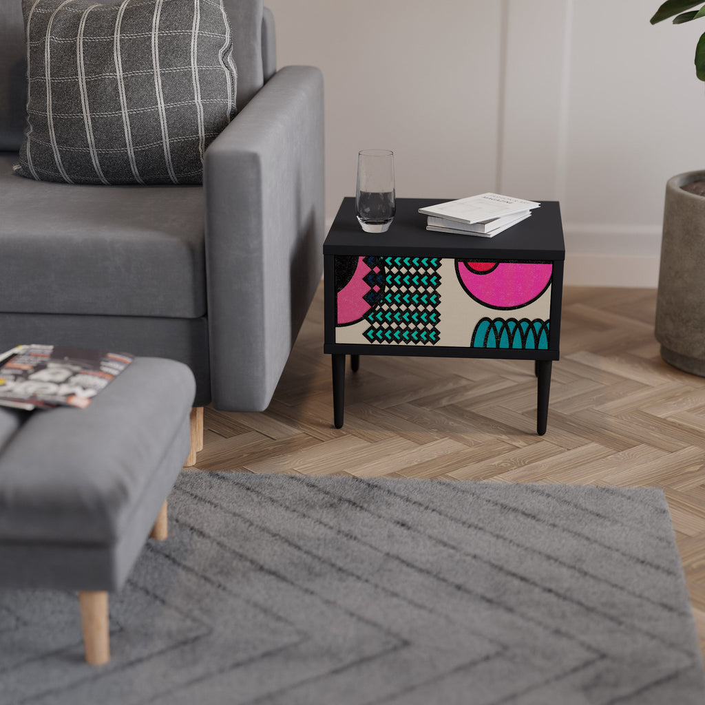 Table de chevet GEOMETRIC RHAPSODY en finition noire