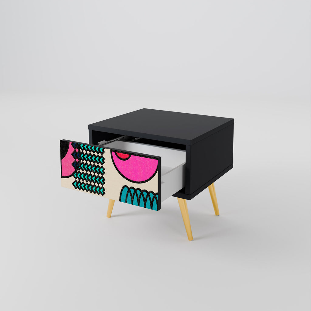 Table de chevet GEOMETRIC RHAPSODY en finition noire