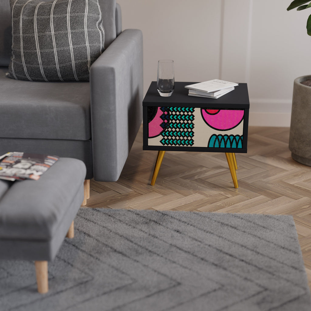 Table de chevet GEOMETRIC RHAPSODY en finition noire