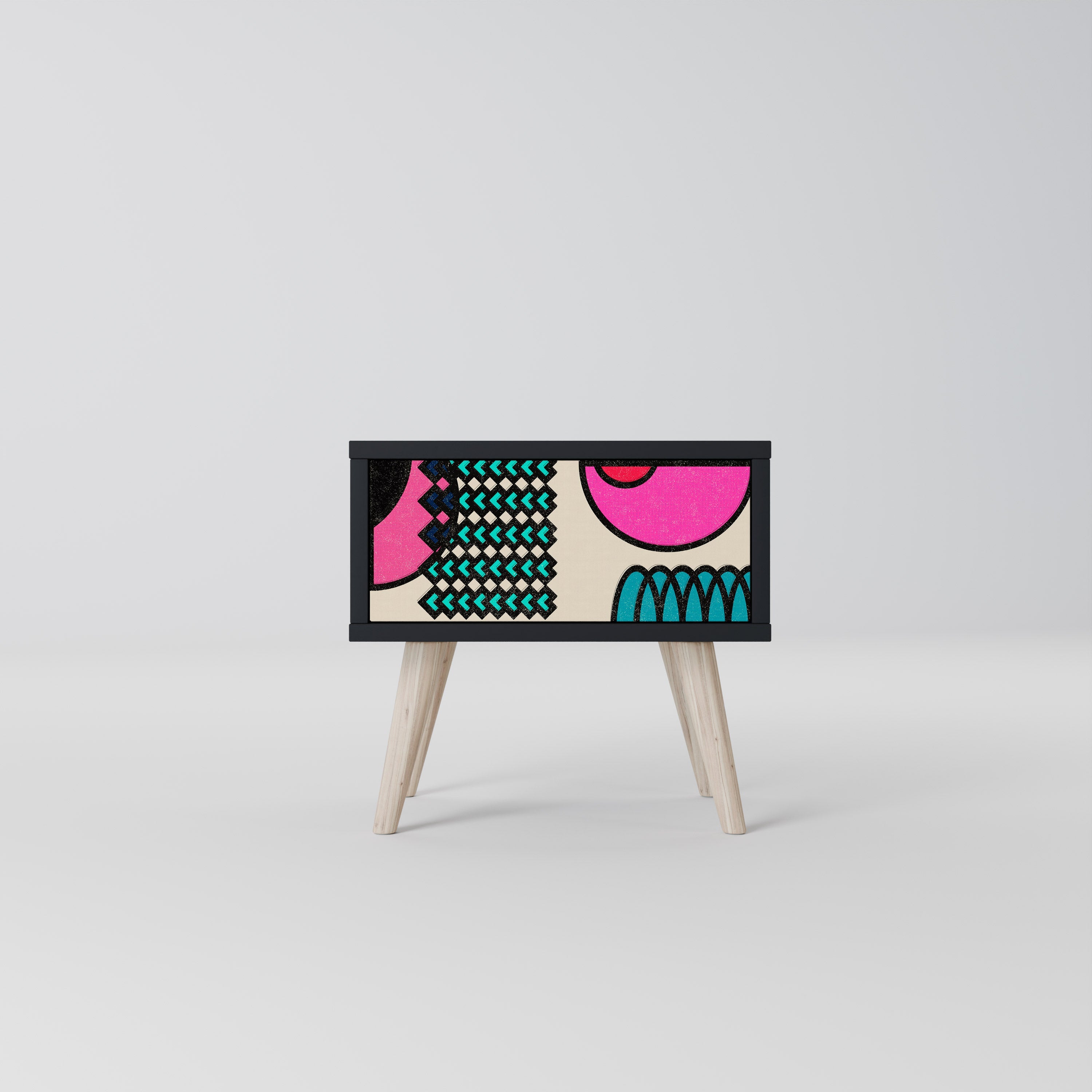 Table de chevet GEOMETRIC RHAPSODY en finition noire