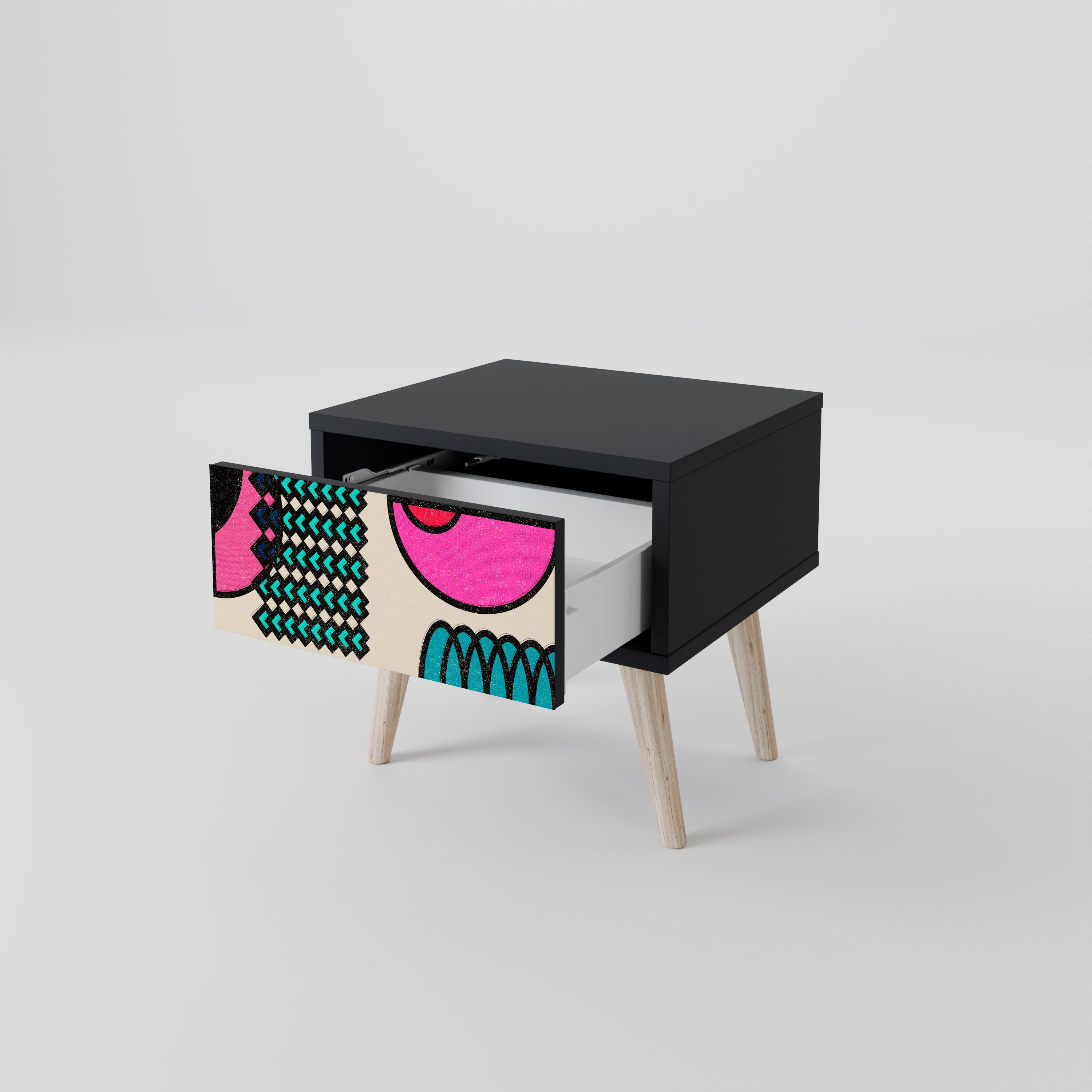 Table de chevet GEOMETRIC RHAPSODY en finition noire