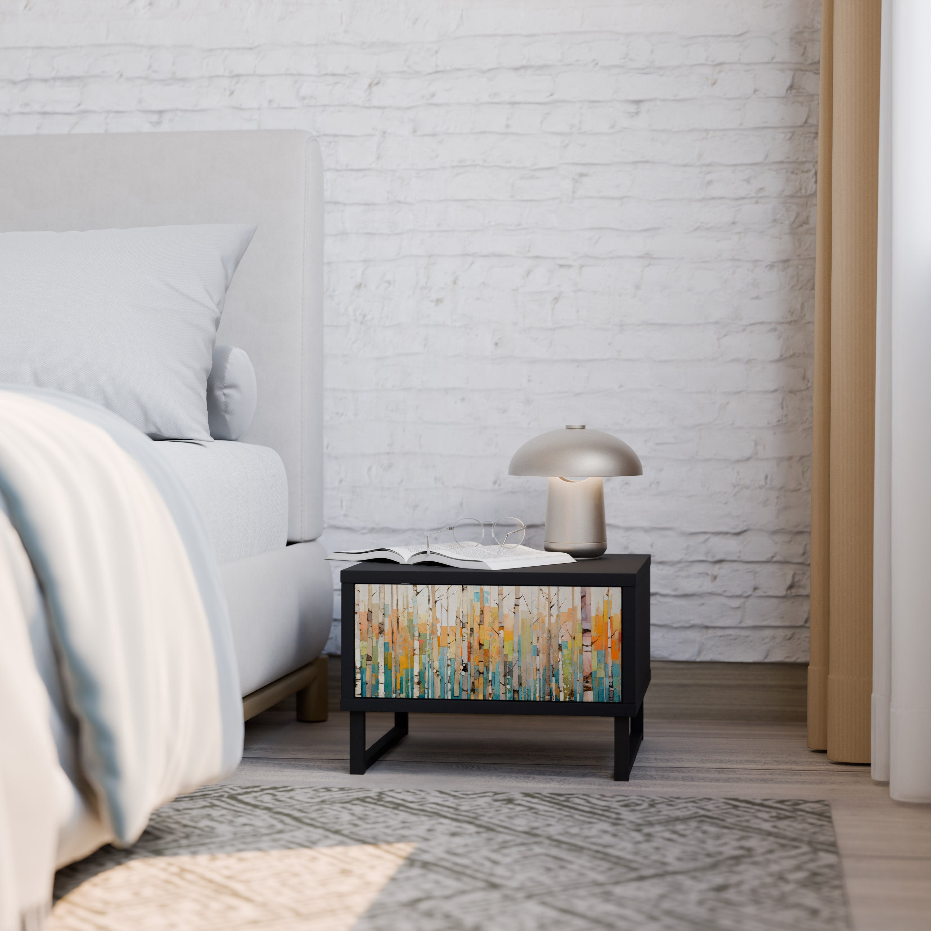 Table de chevet BIRCH KALEIDOSCOPE en finition noire