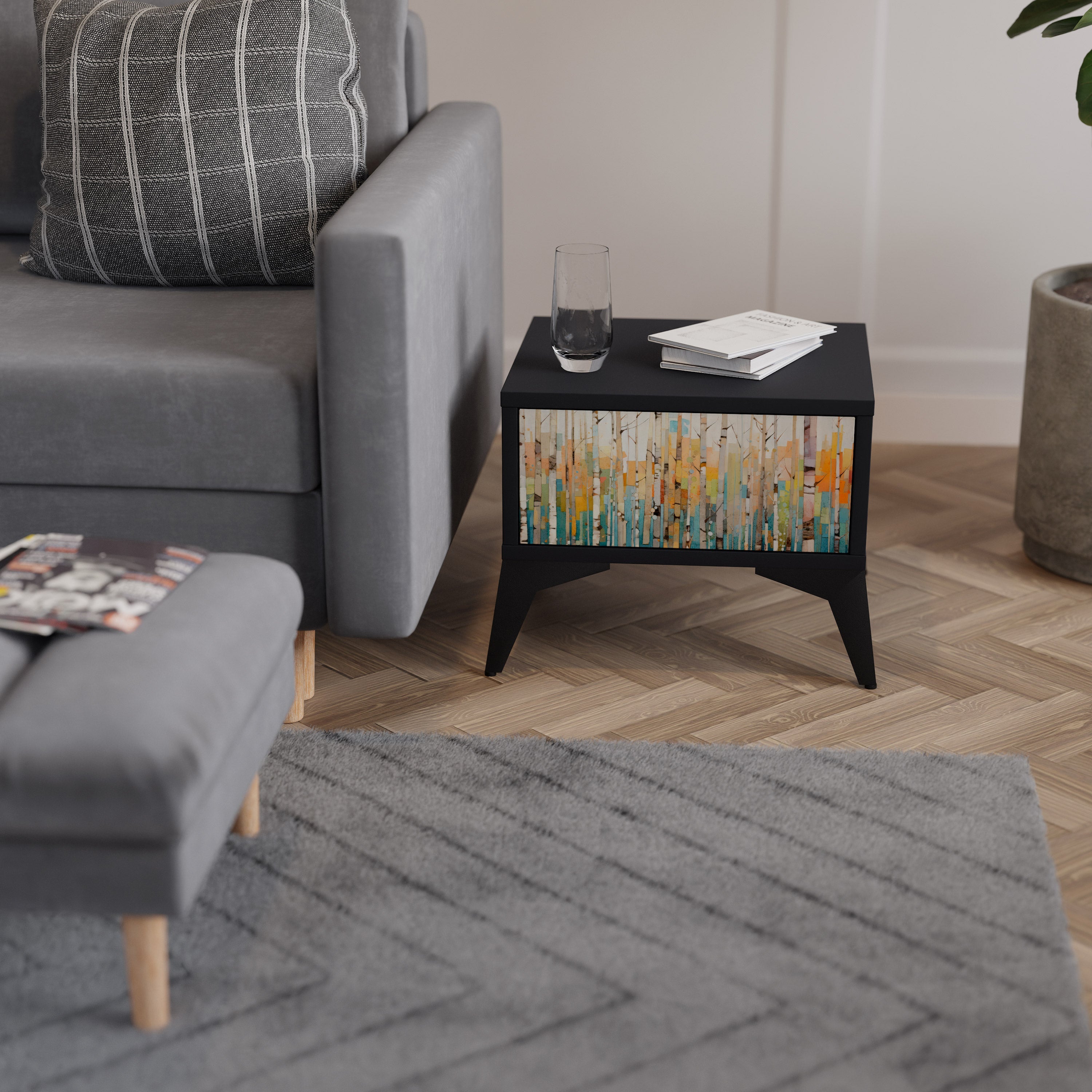 Table de chevet BIRCH KALEIDOSCOPE en finition noire