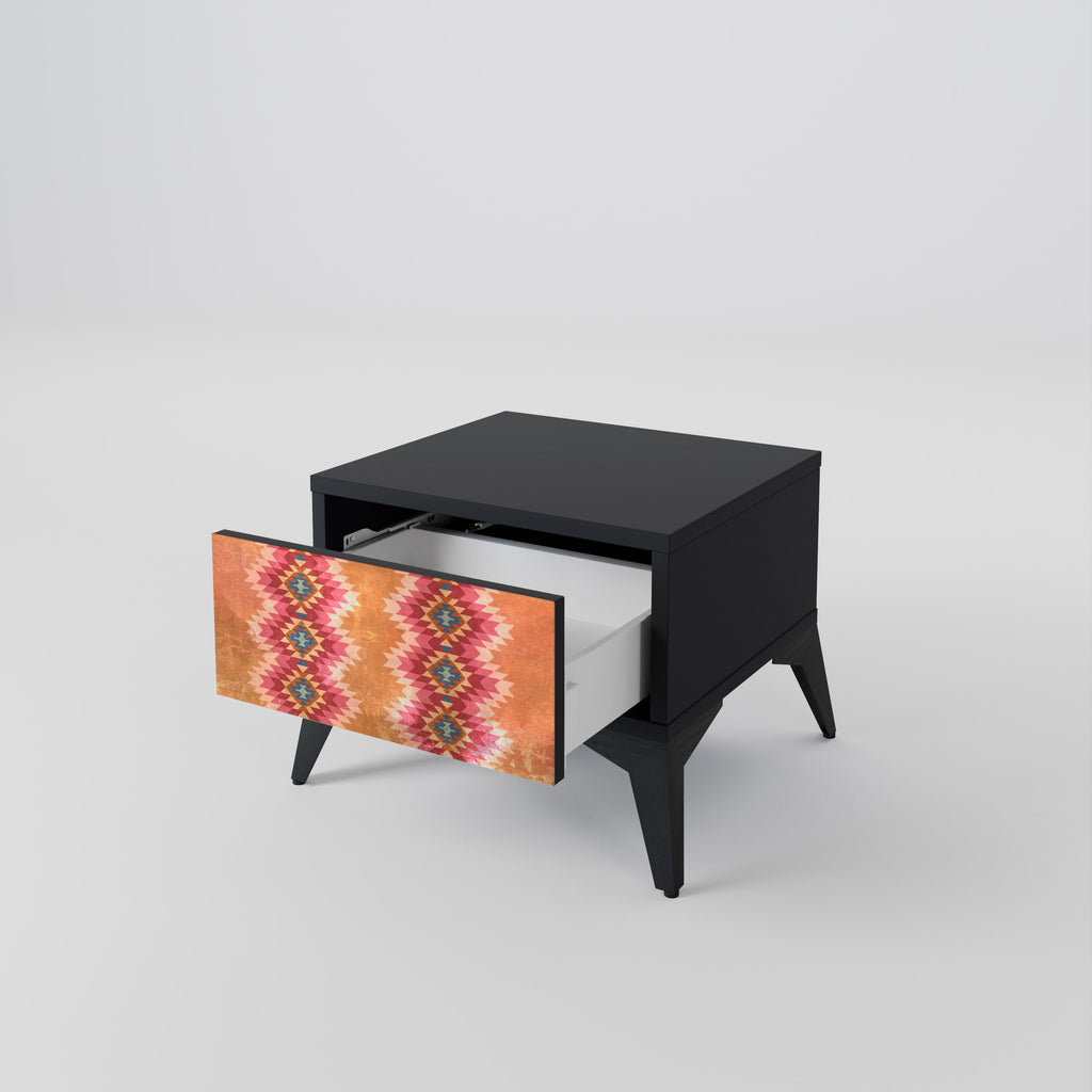 Table de chevet INDIAN FOLK en finition noire