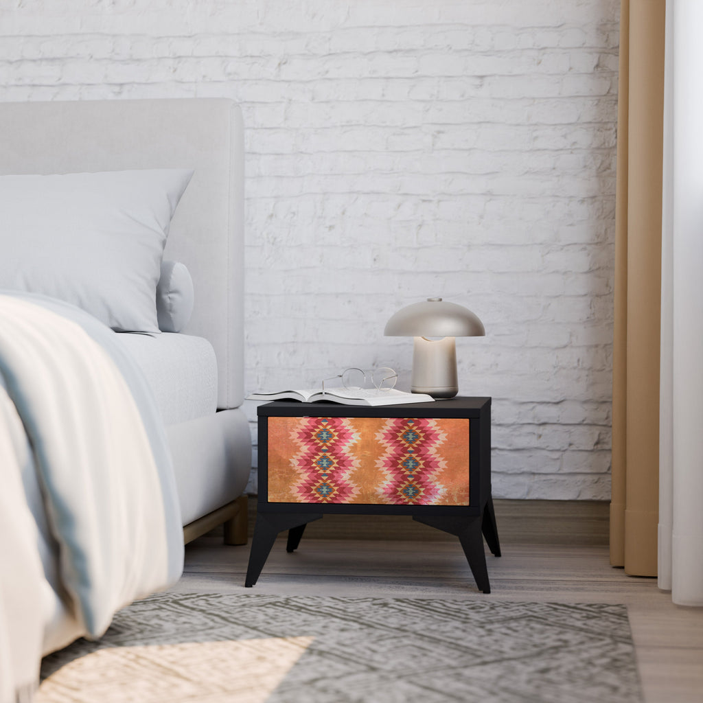 Table de chevet INDIAN FOLK en finition noire