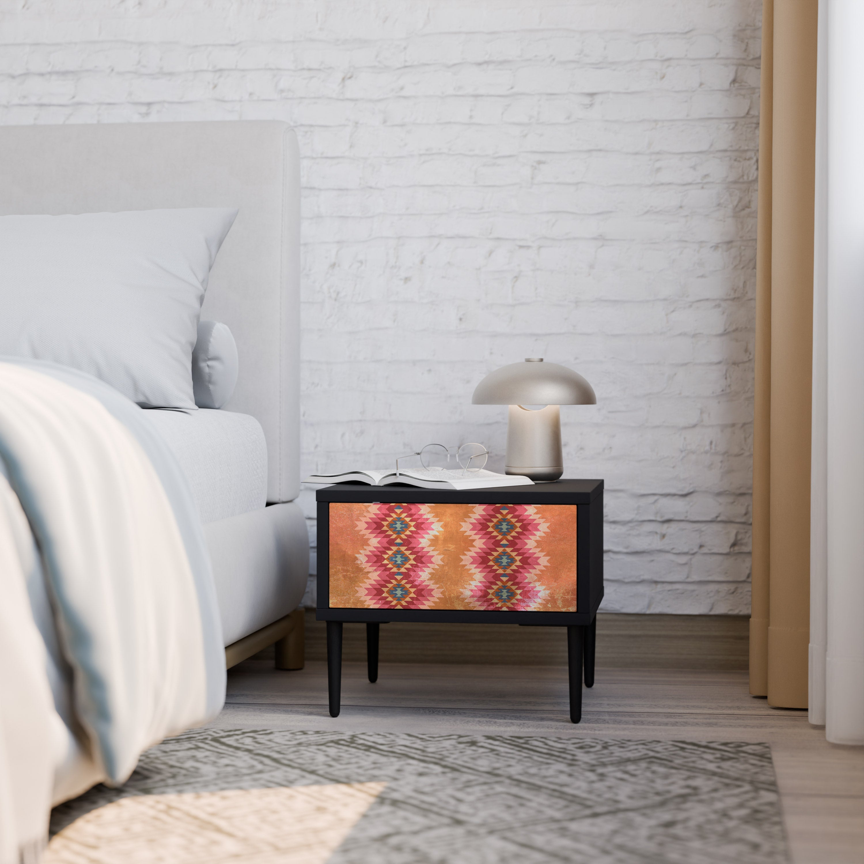 Table de chevet INDIAN FOLK en finition noire