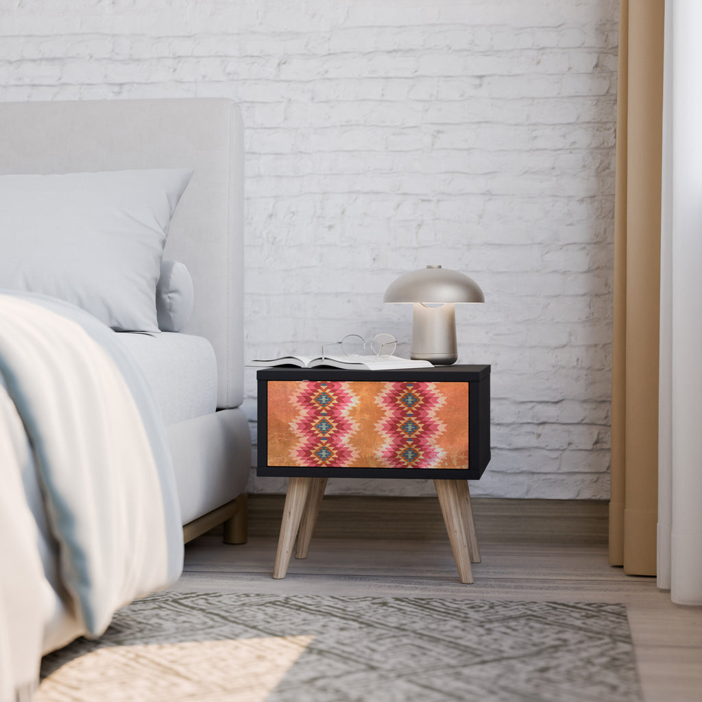 Table de chevet INDIAN FOLK en finition noire