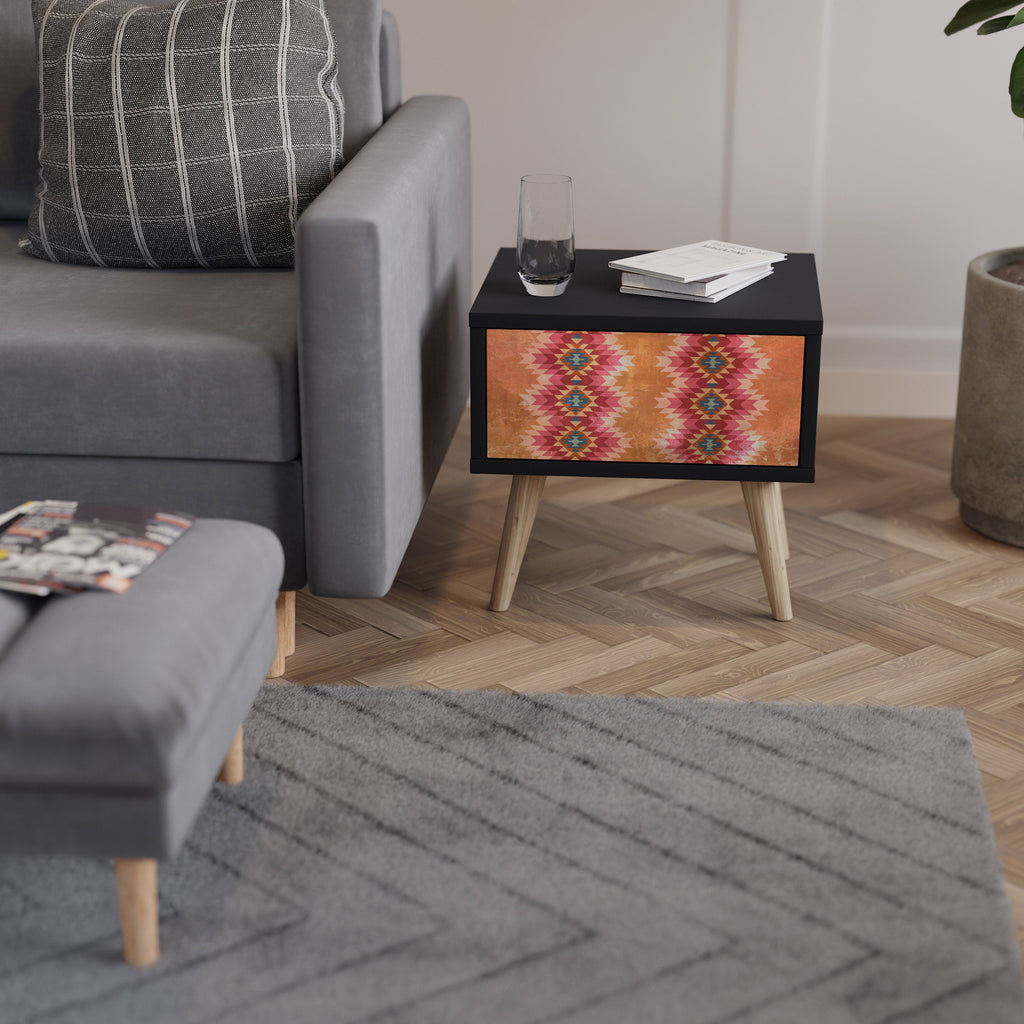 Table de chevet INDIAN FOLK en finition noire