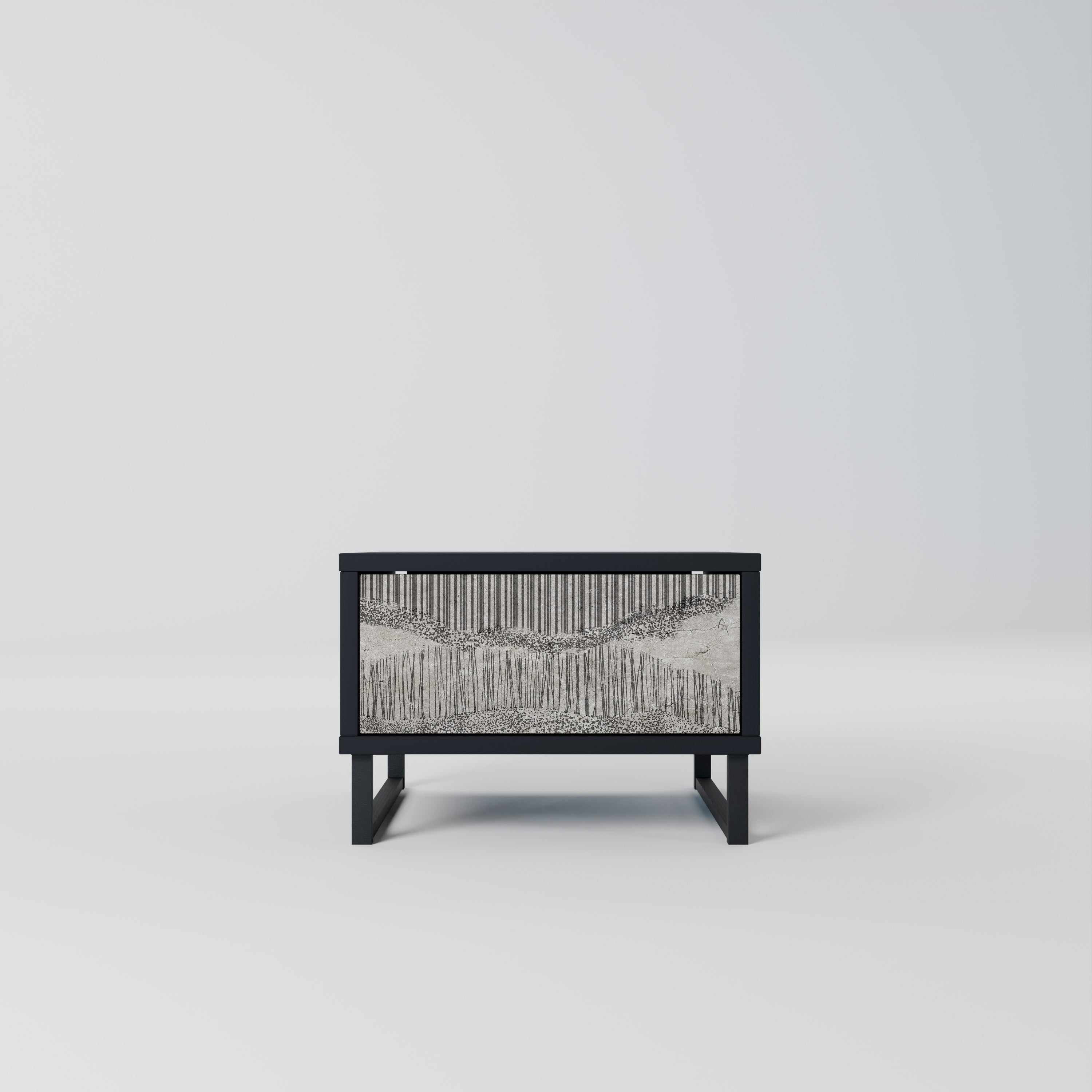 Table de chevet GRAIN LINES en finition noire