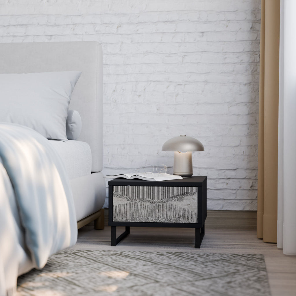 Table de chevet GRAIN LINES en finition noire