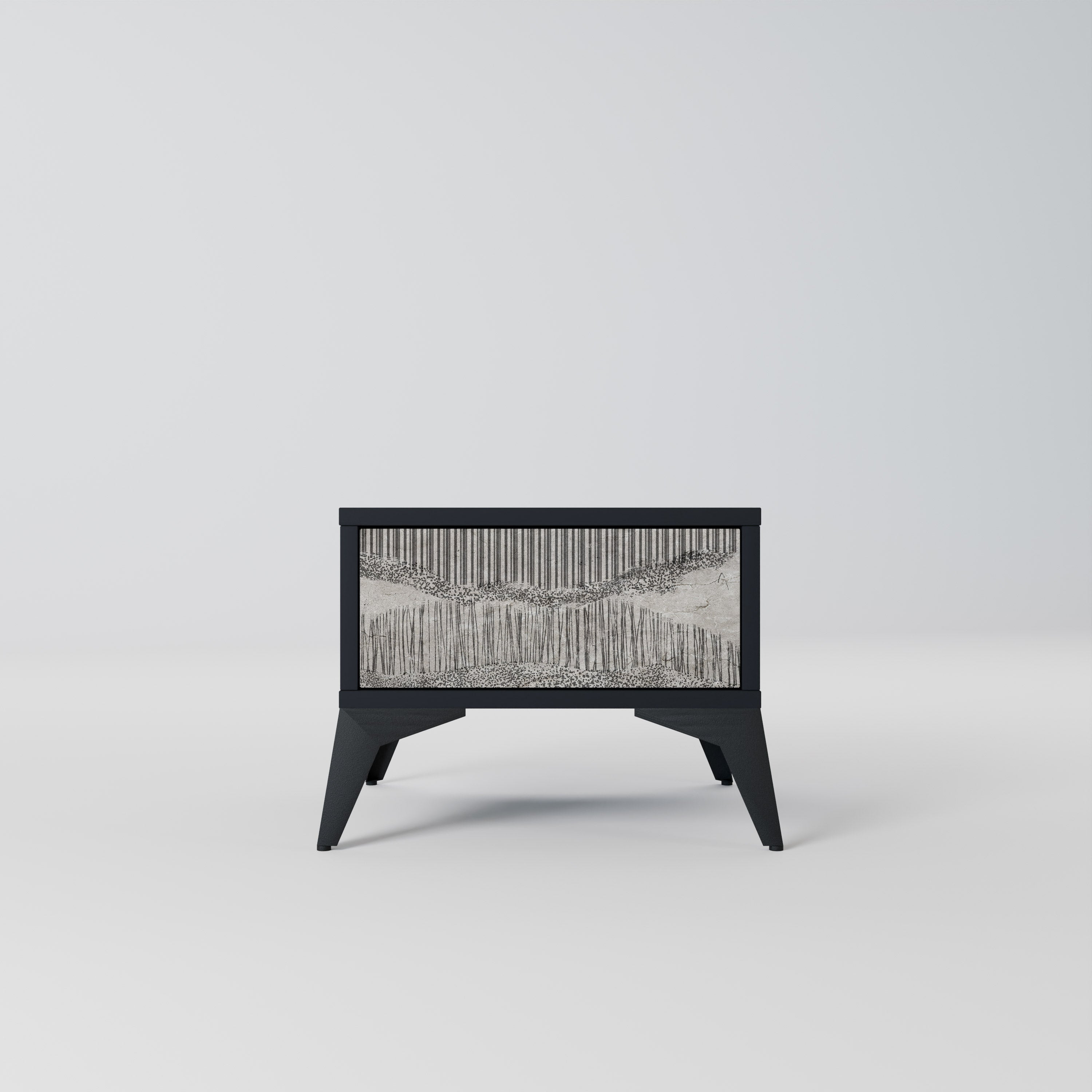 Table de chevet GRAIN LINES en finition noire