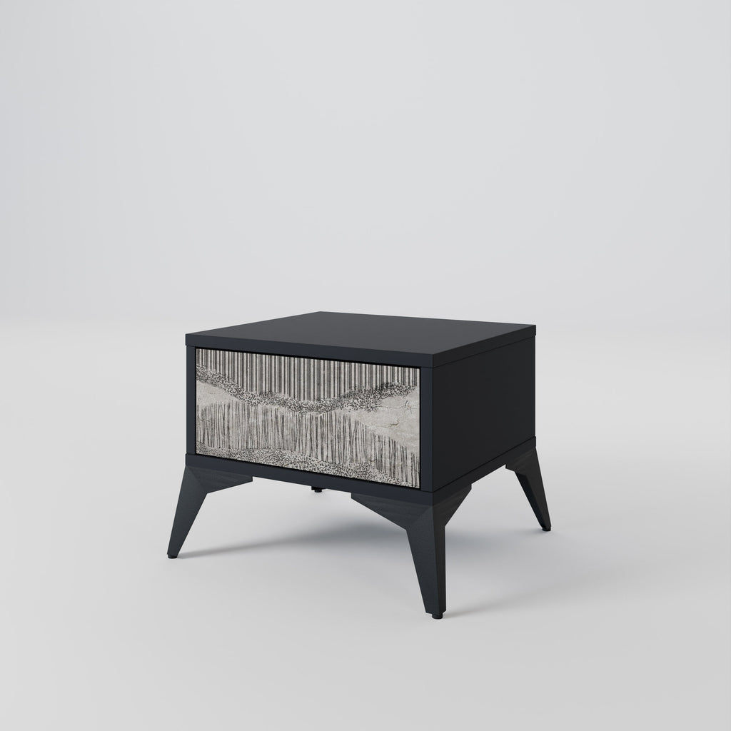 Table de chevet GRAIN LINES en finition noire