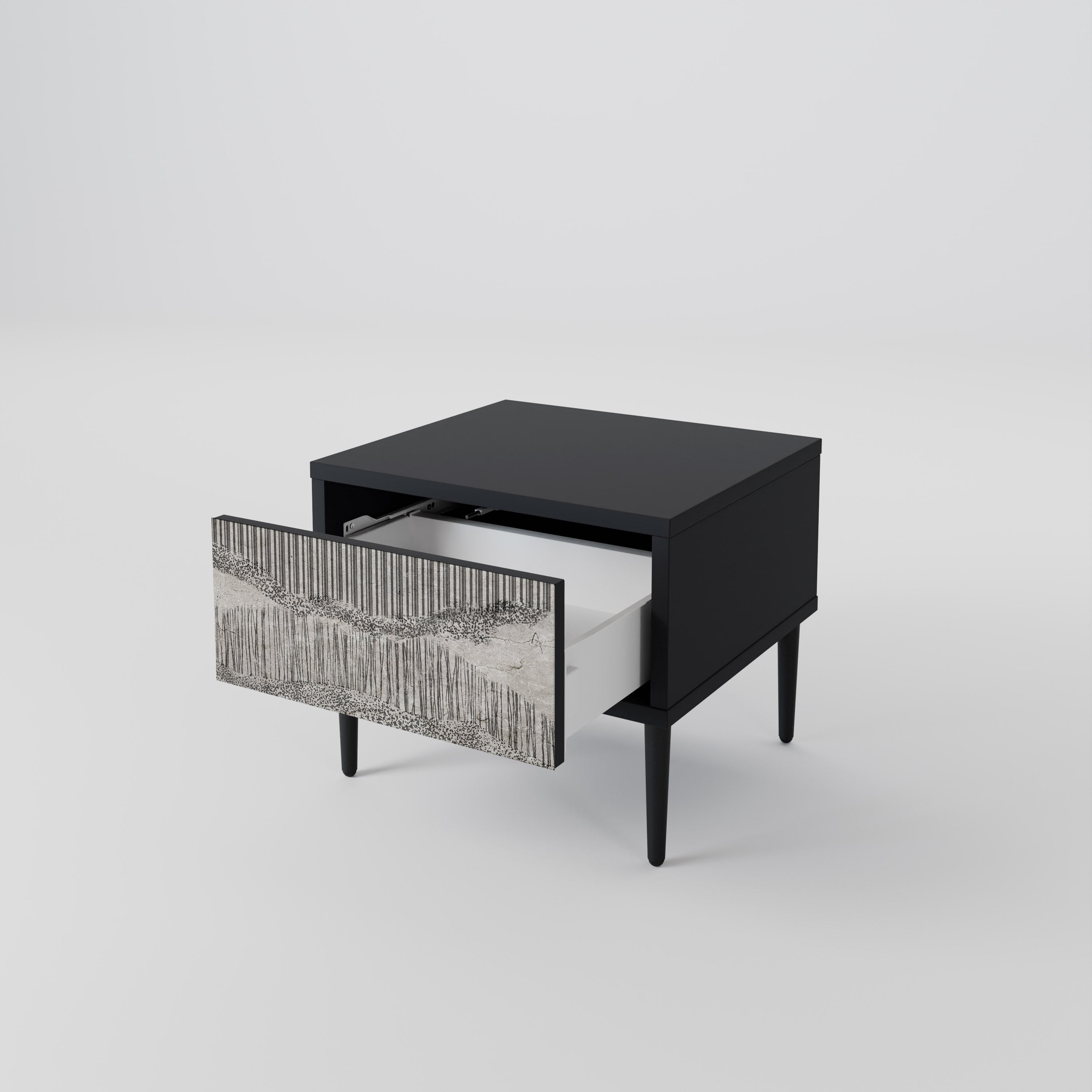 Table de chevet GRAIN LINES en finition noire