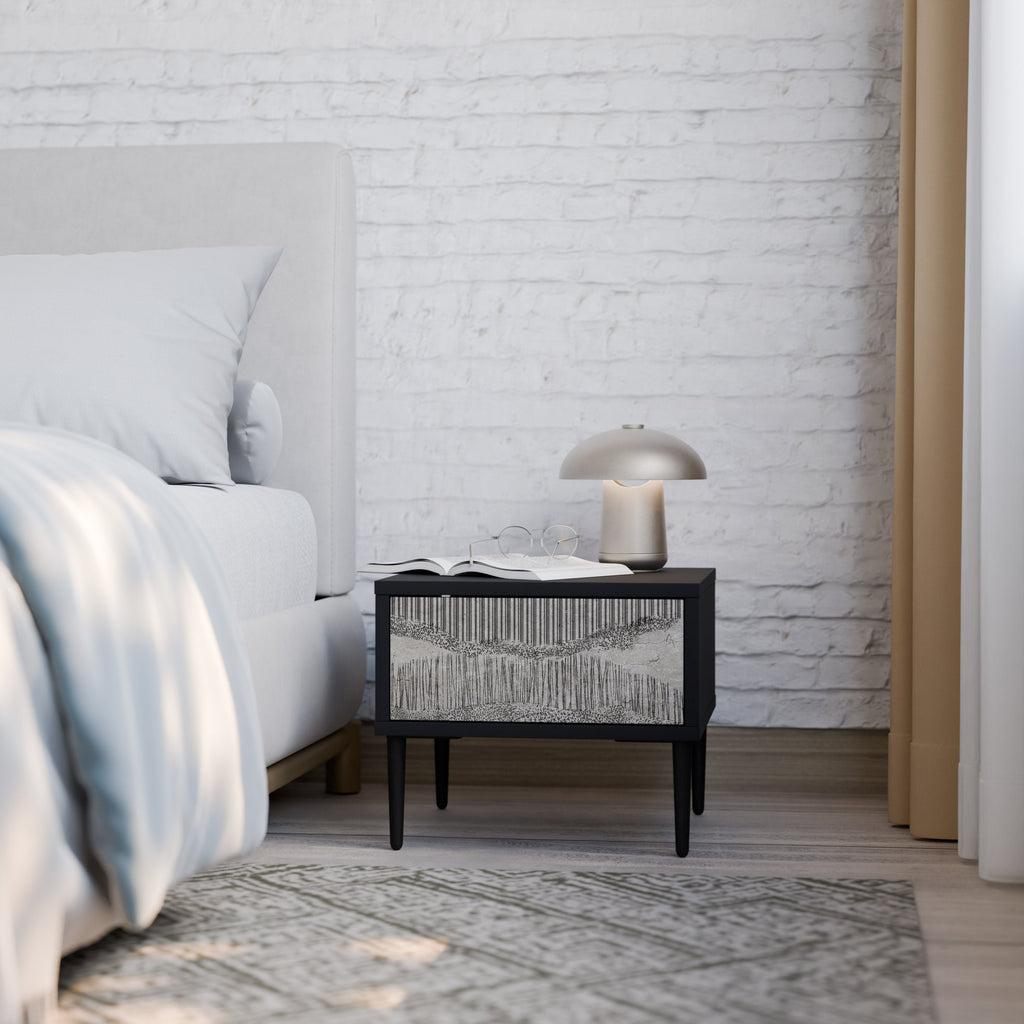 Table de chevet GRAIN LINES en finition noire