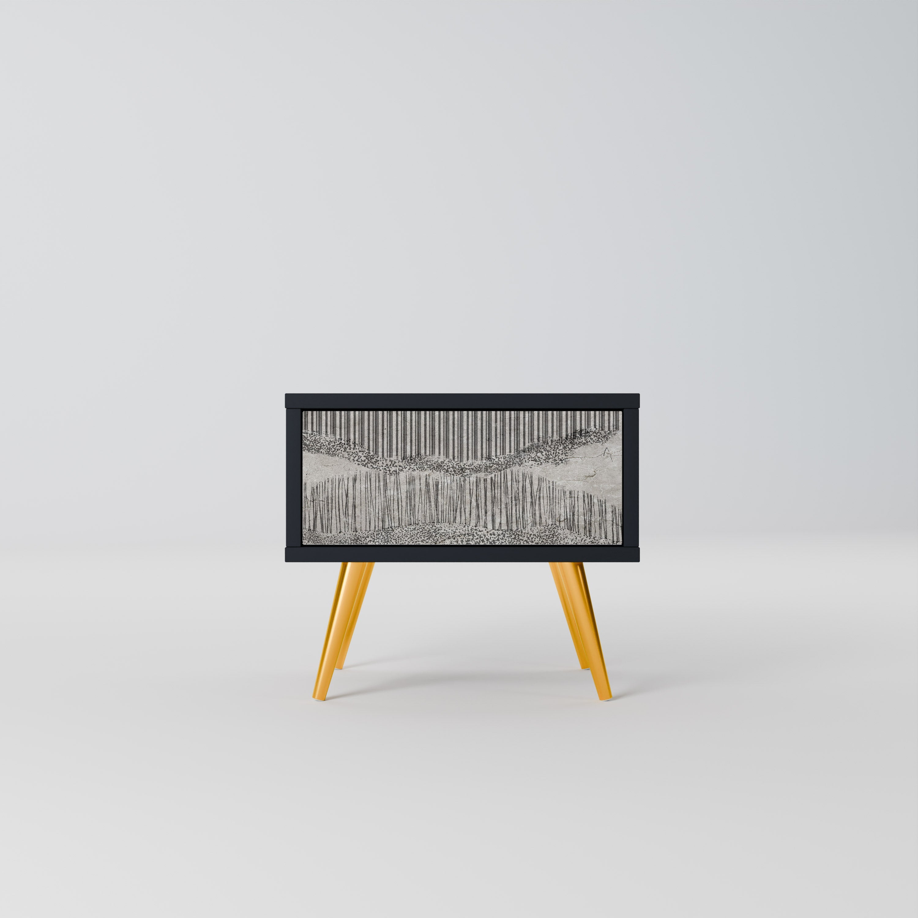 Table de chevet GRAIN LINES en finition noire