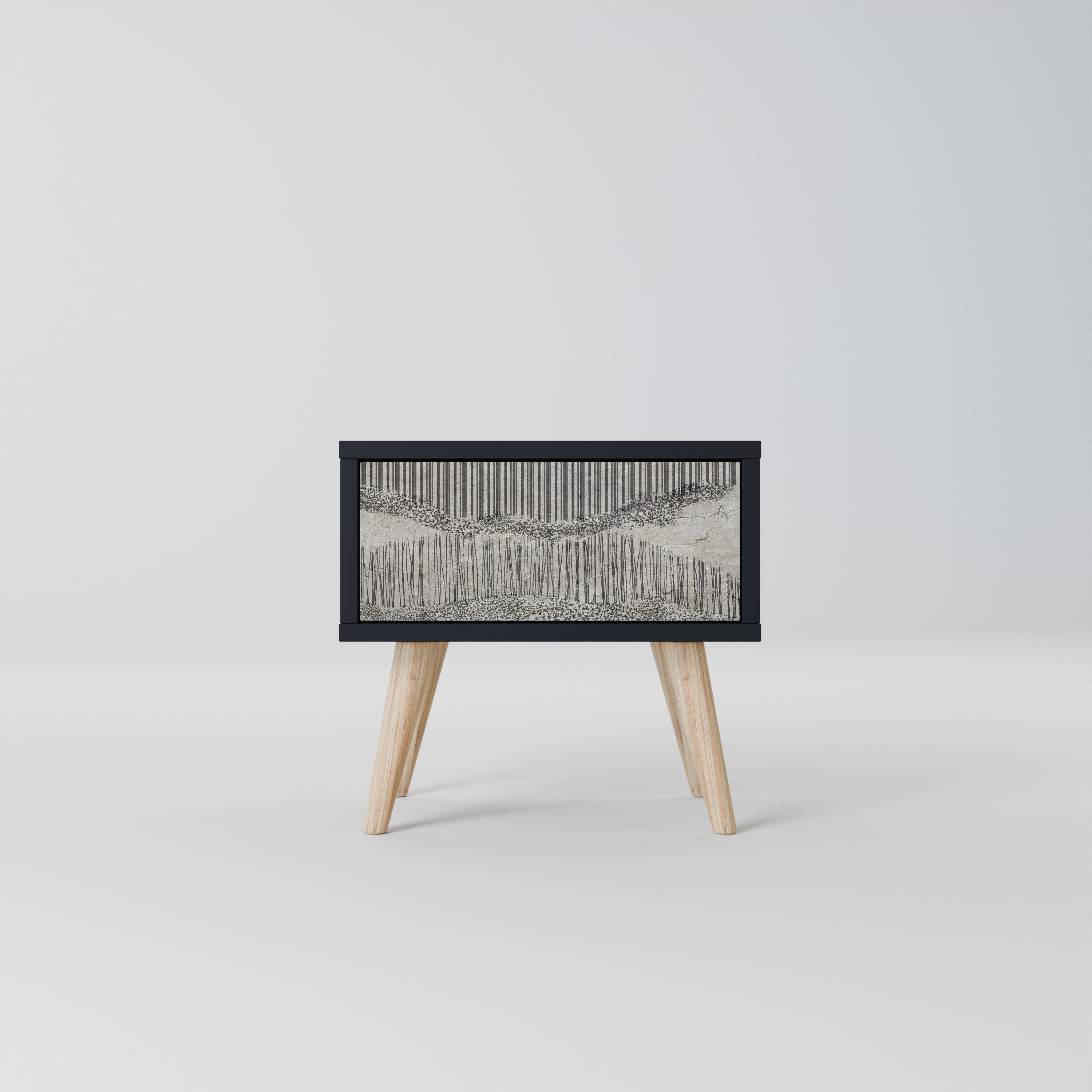 Table de chevet GRAIN LINES en finition noire