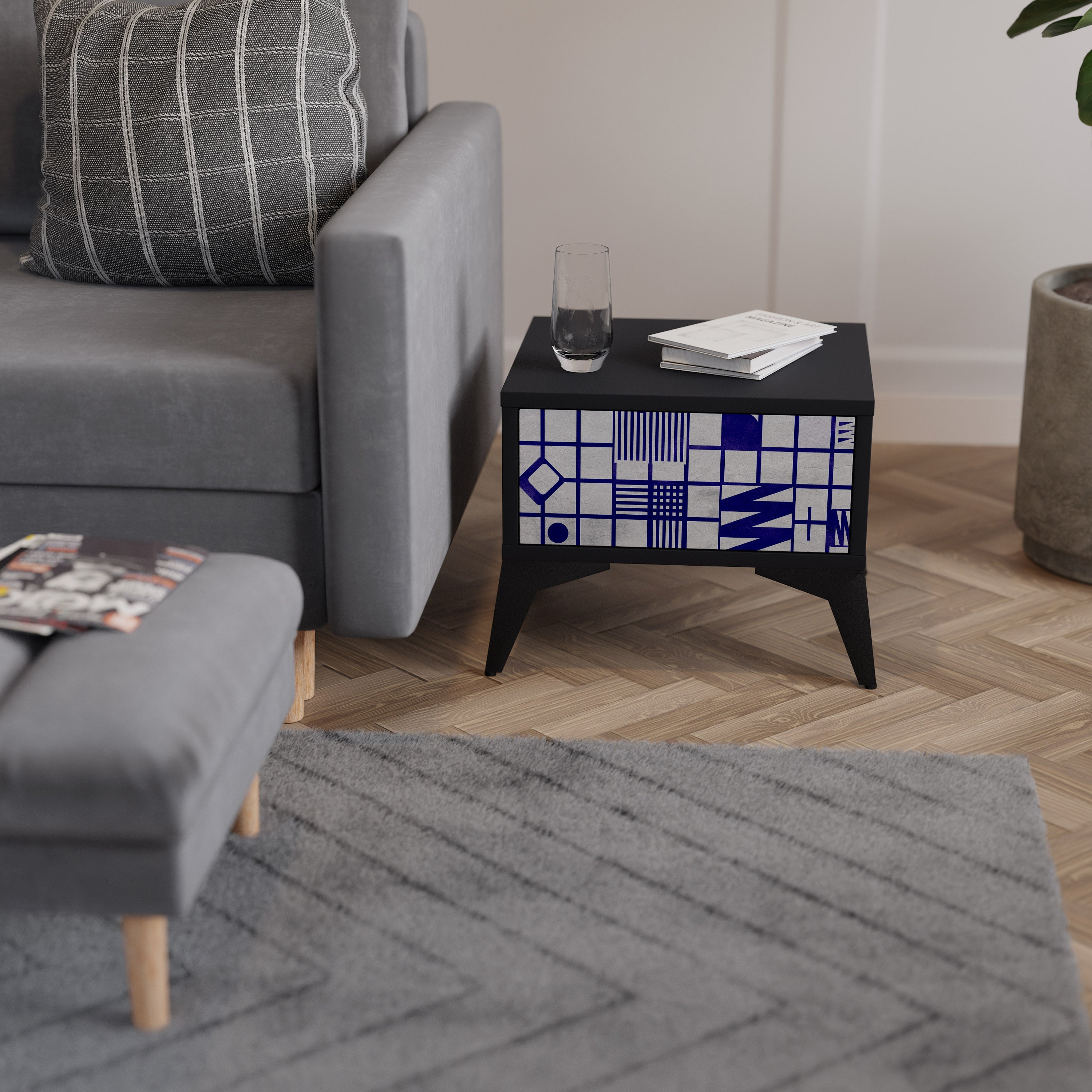 Table de chevet THE RIGHT PLACES en finition noire