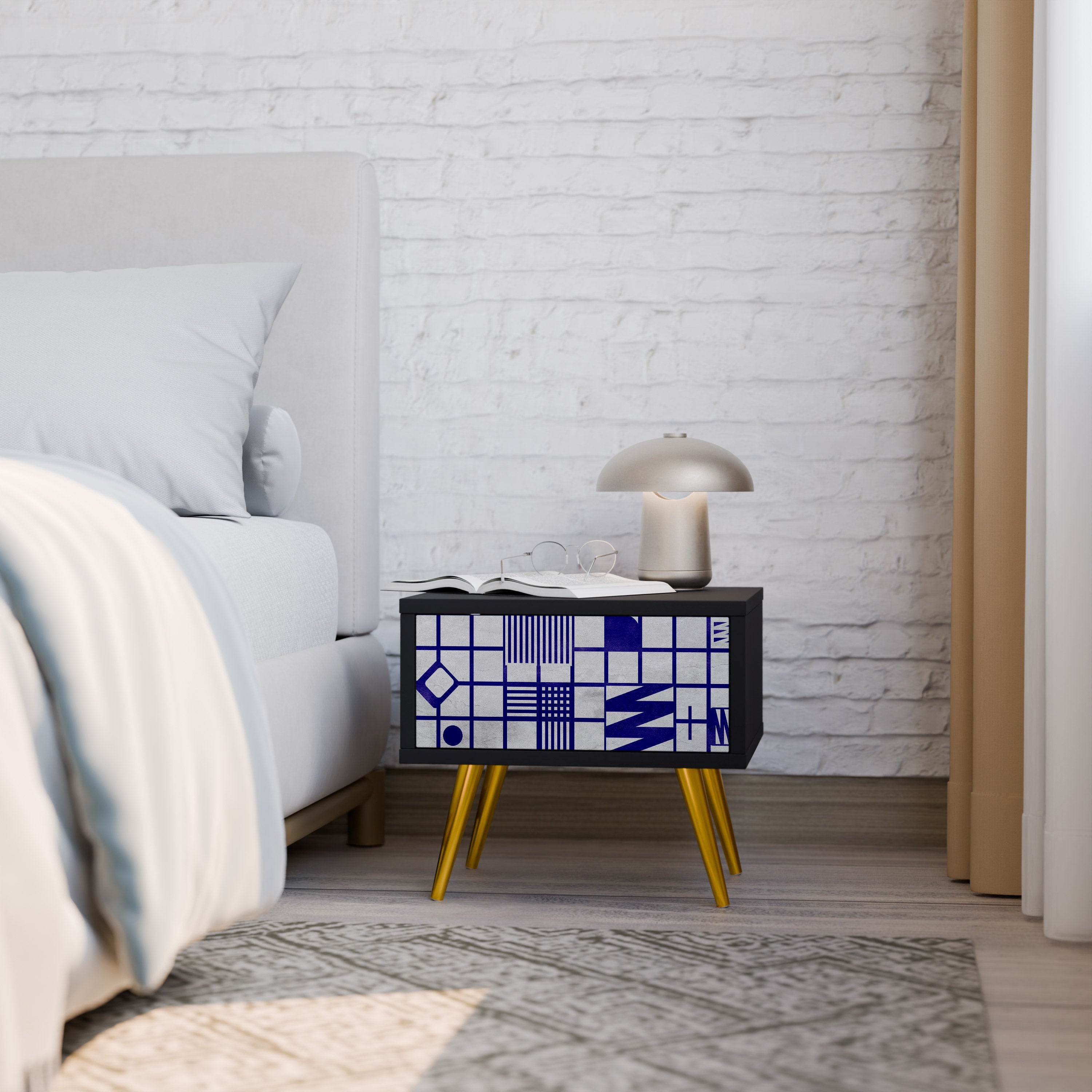 Table de chevet THE RIGHT PLACES en finition noire