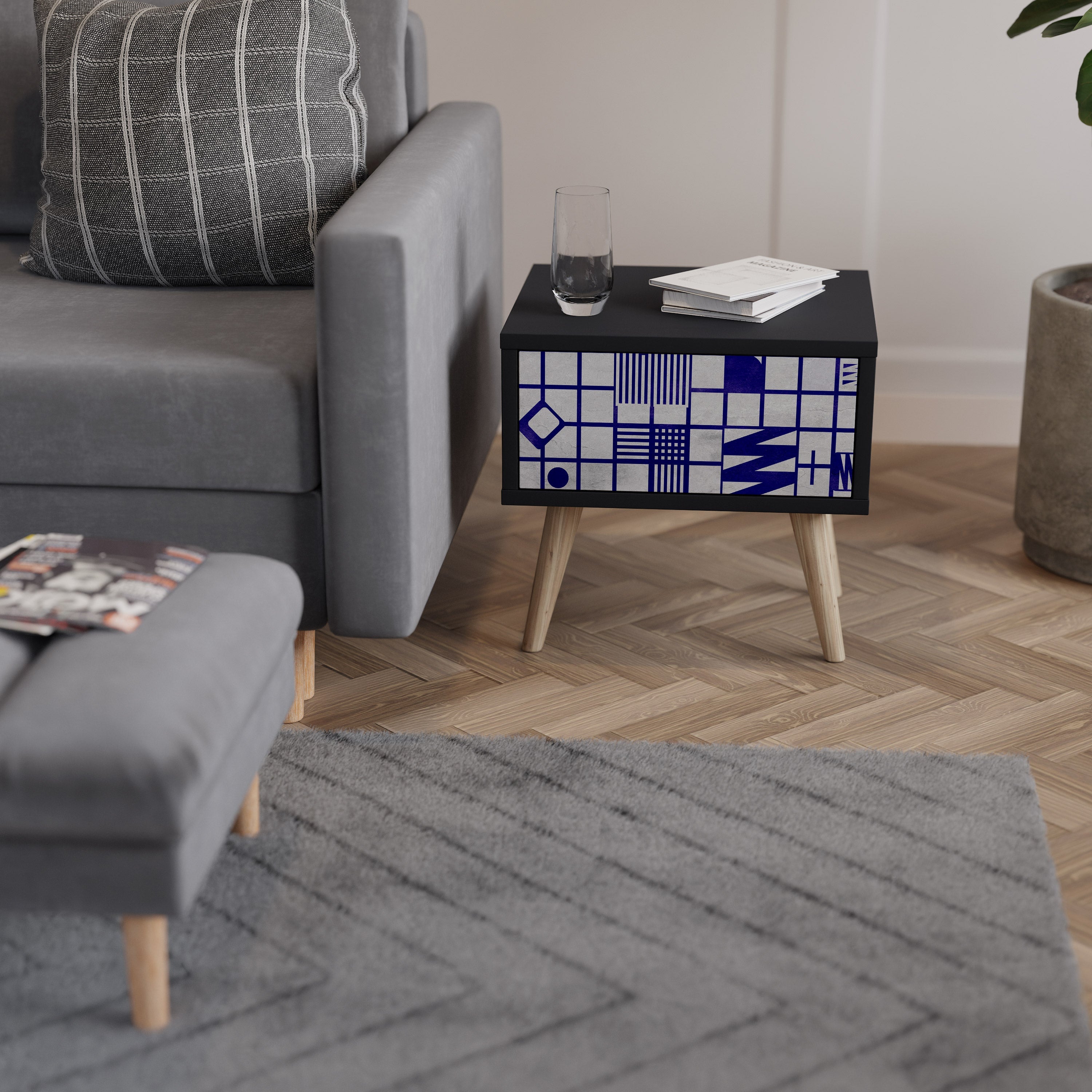 Table de chevet THE RIGHT PLACES en finition noire