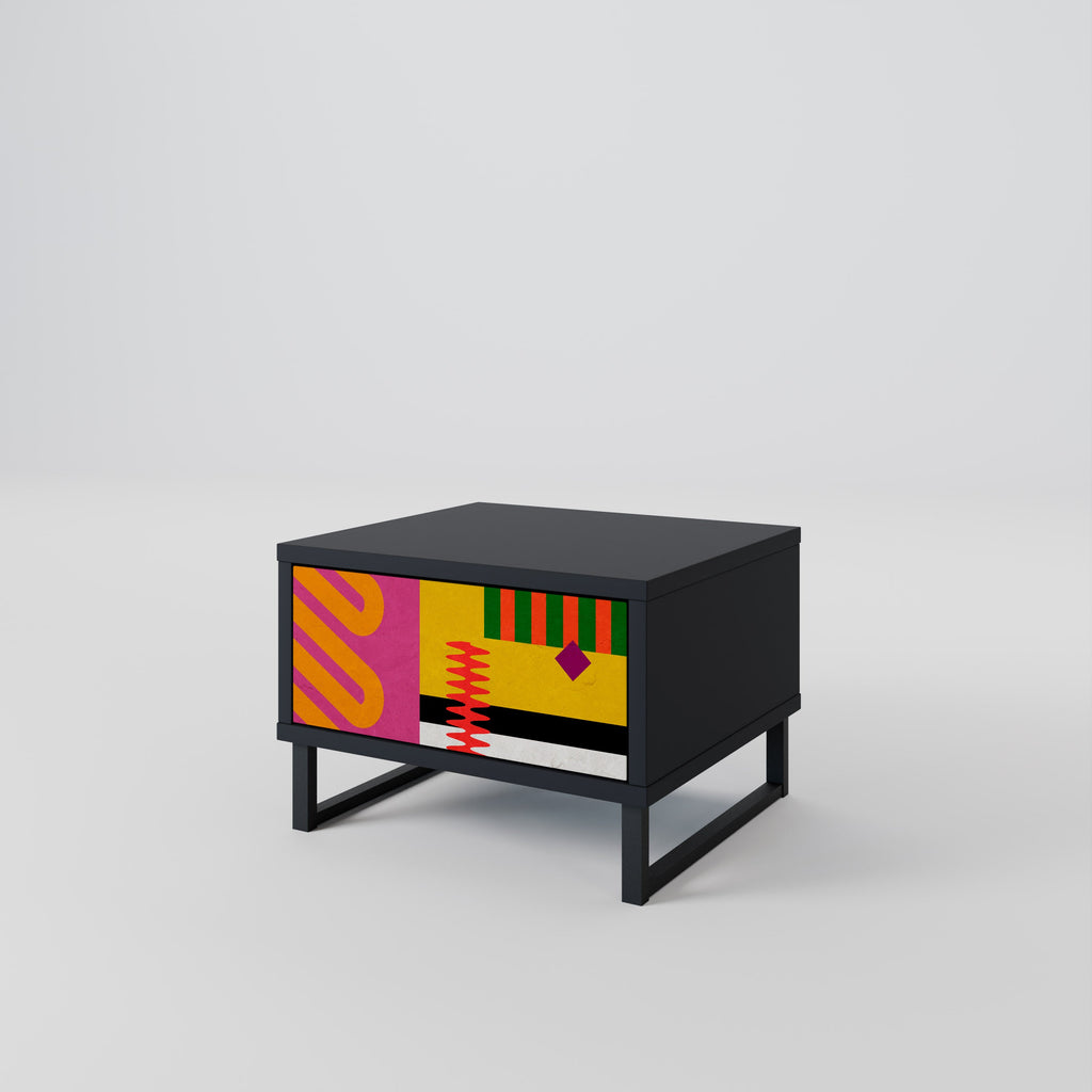Table de chevet VIVID ART en finition noire