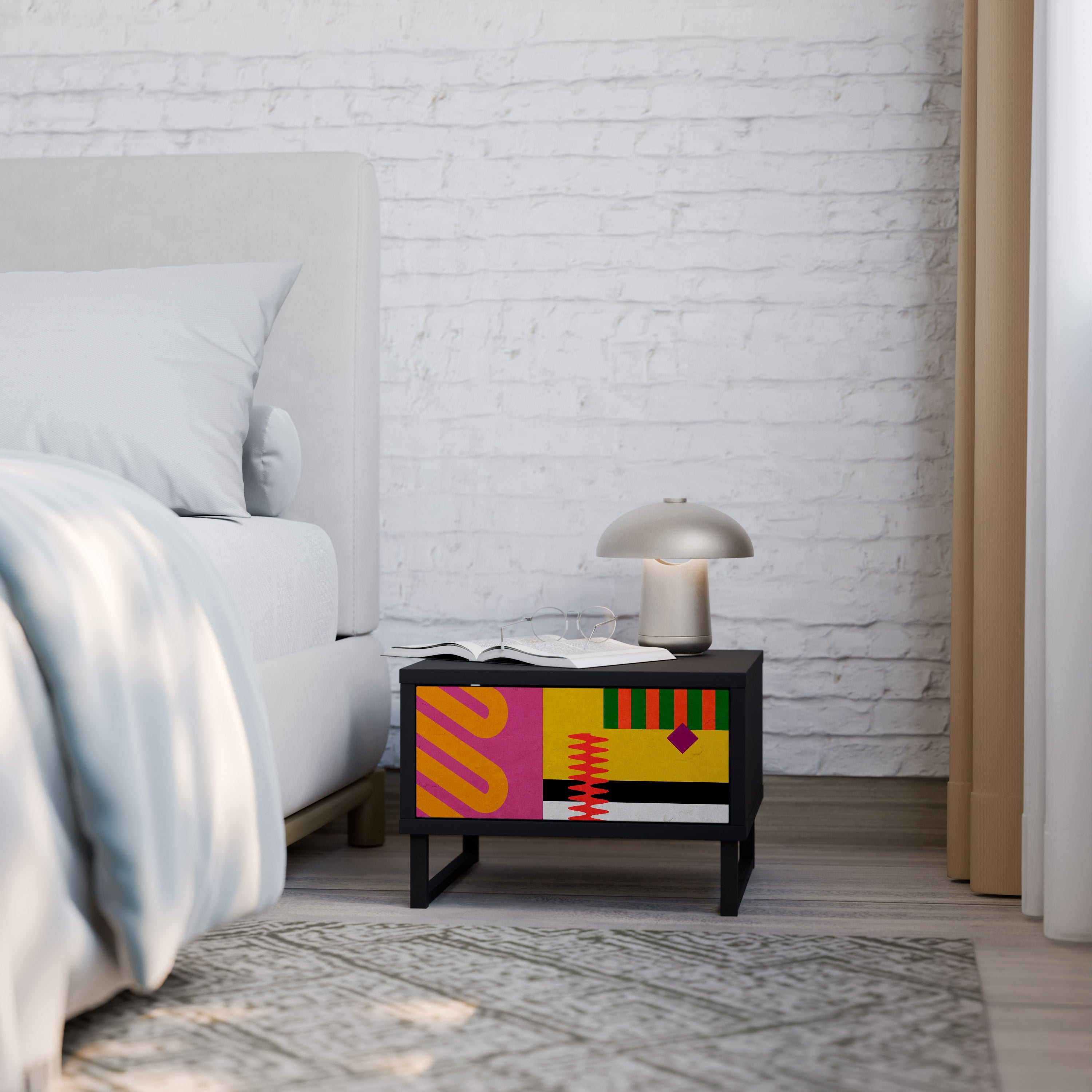 Table de chevet VIVID ART en finition noire