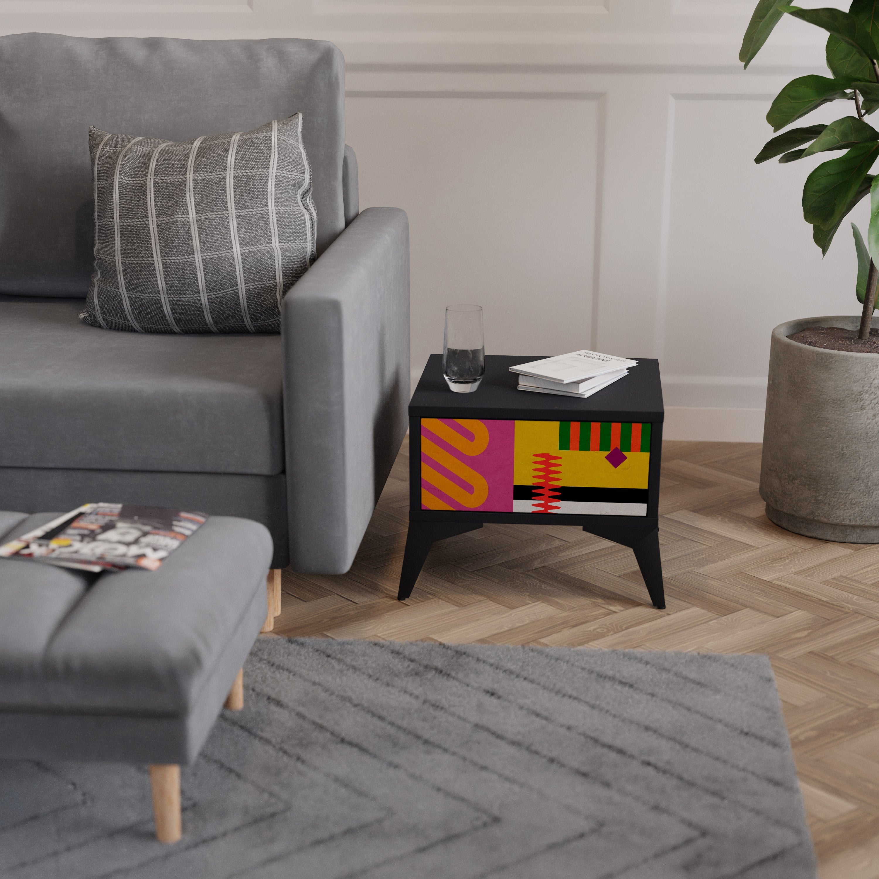 Table de chevet VIVID ART en finition noire