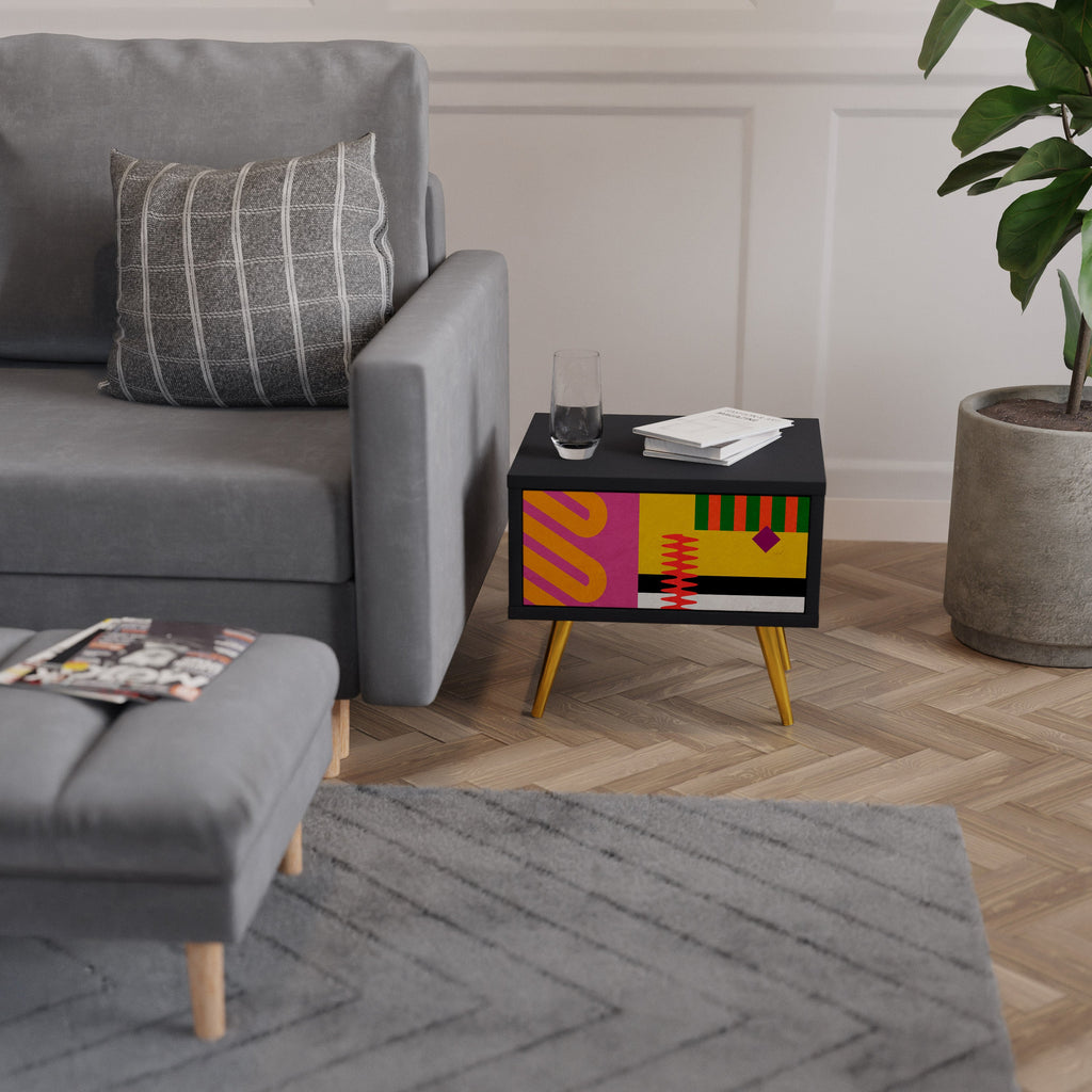 Table de chevet VIVID ART en finition noire