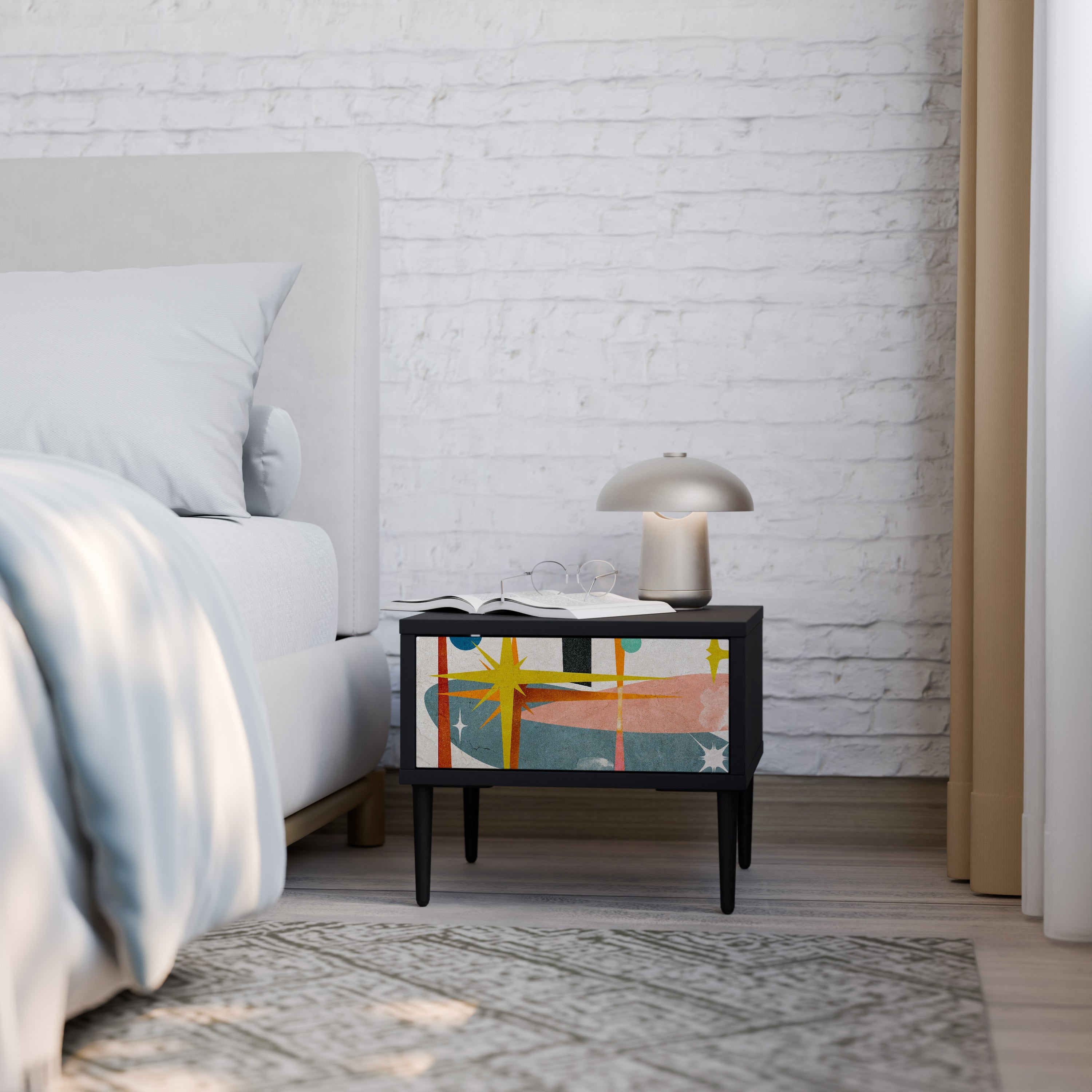 Table de chevet INTERSTELLAR VIBES en finition noire