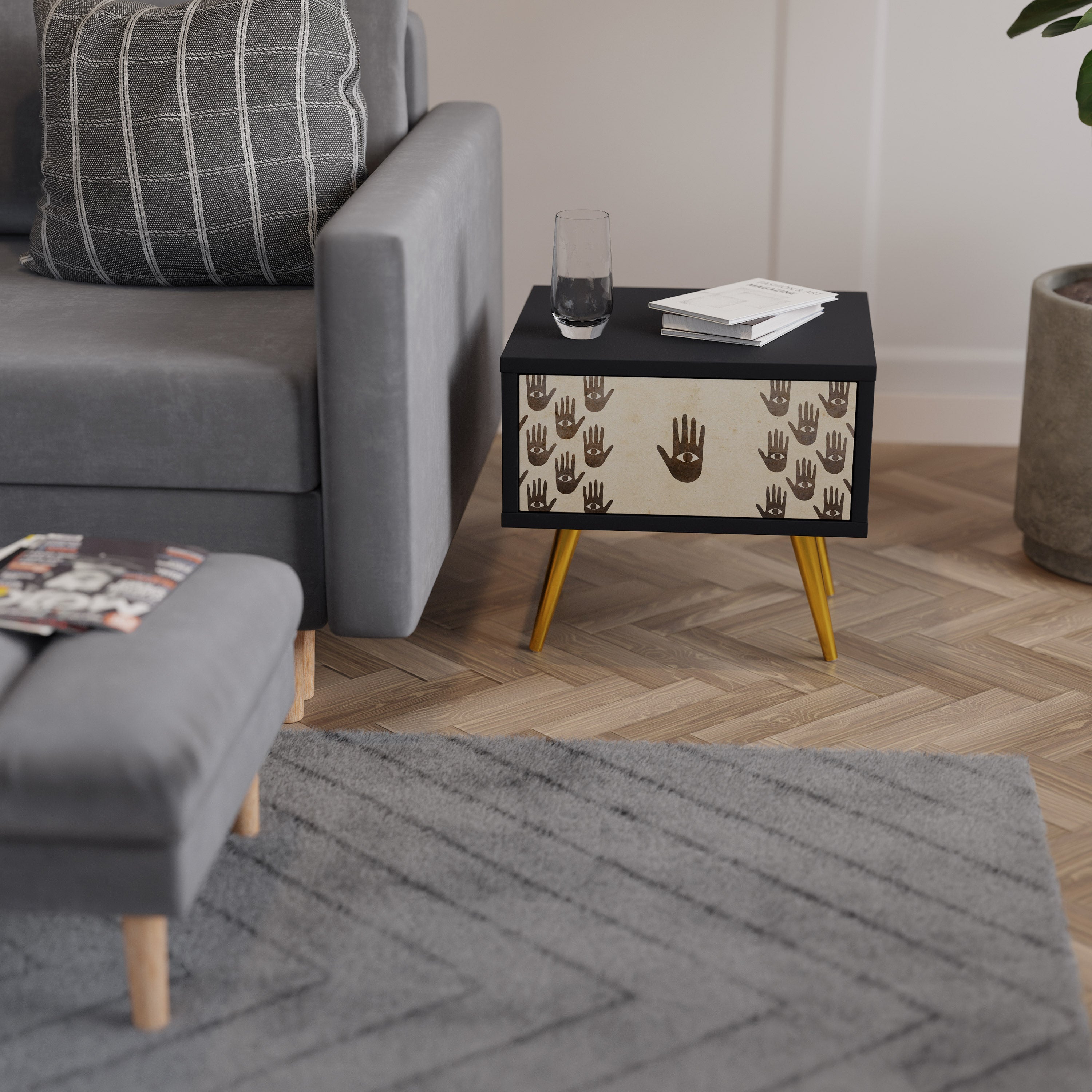 VOIR PLUS Table de chevet en finition noire