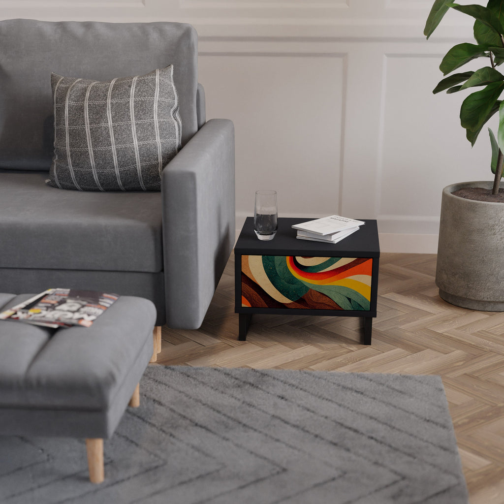 Table de chevet COLORFUL STRANDS en finition noire