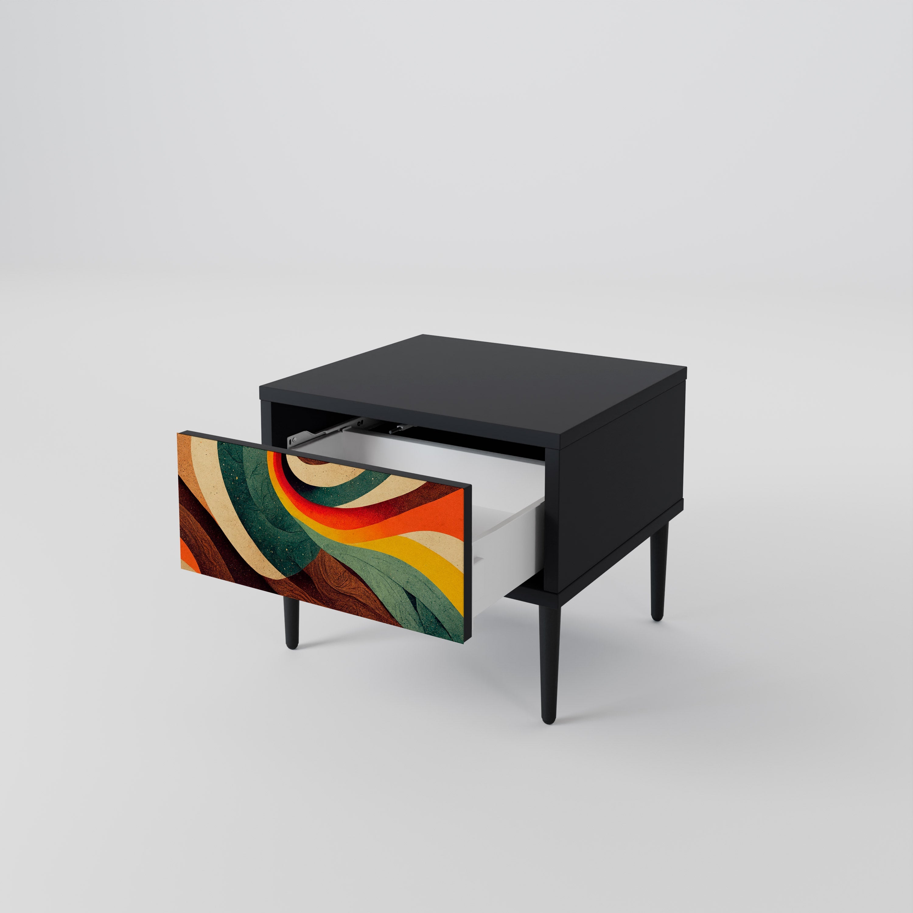 Table de chevet COLORFUL STRANDS en finition noire