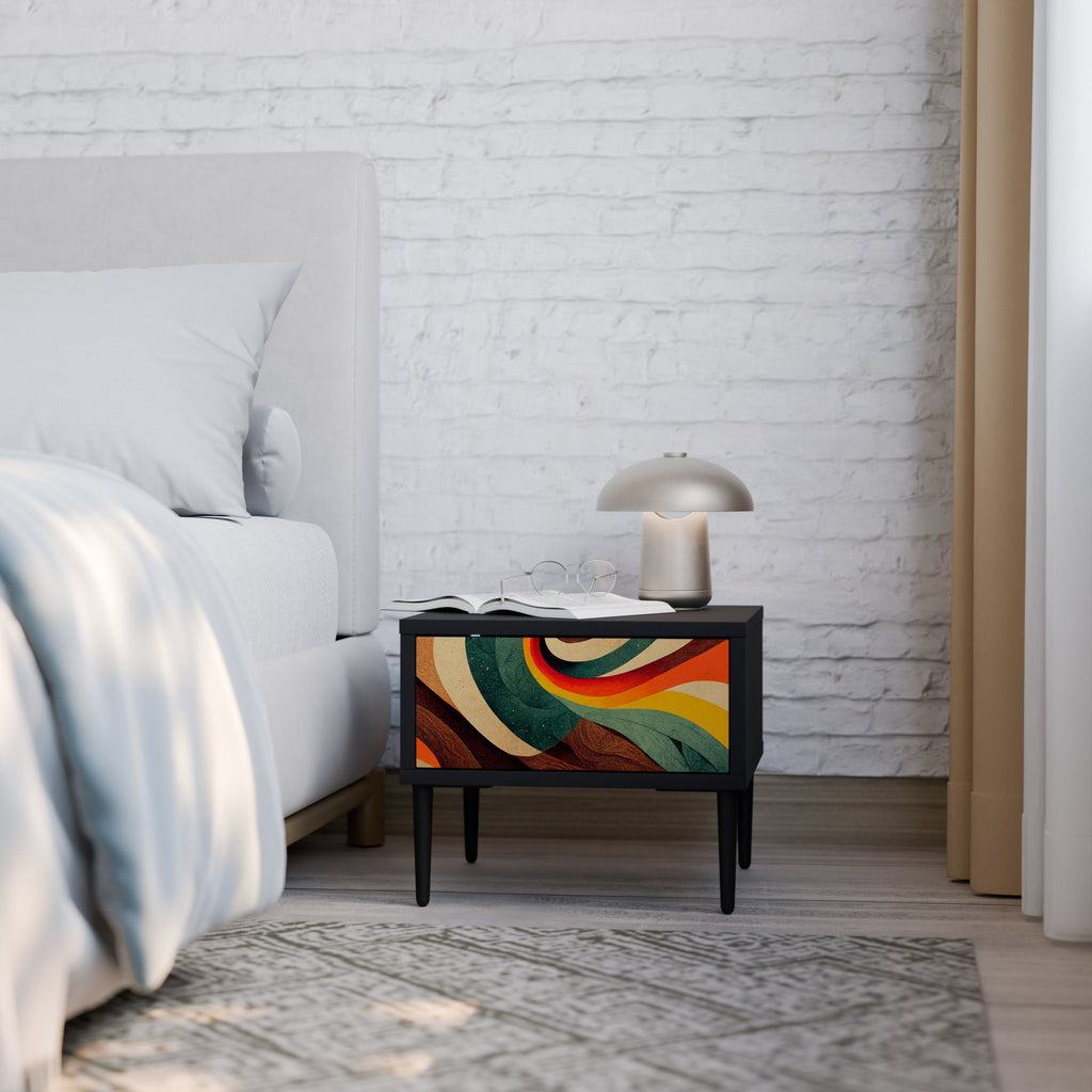 Table de chevet COLORFUL STRANDS en finition noire