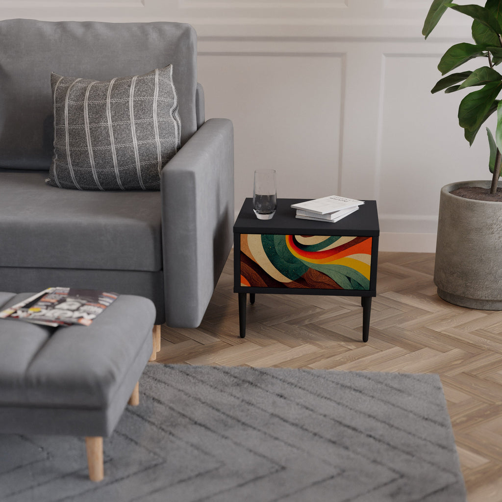 Table de chevet COLORFUL STRANDS en finition noire